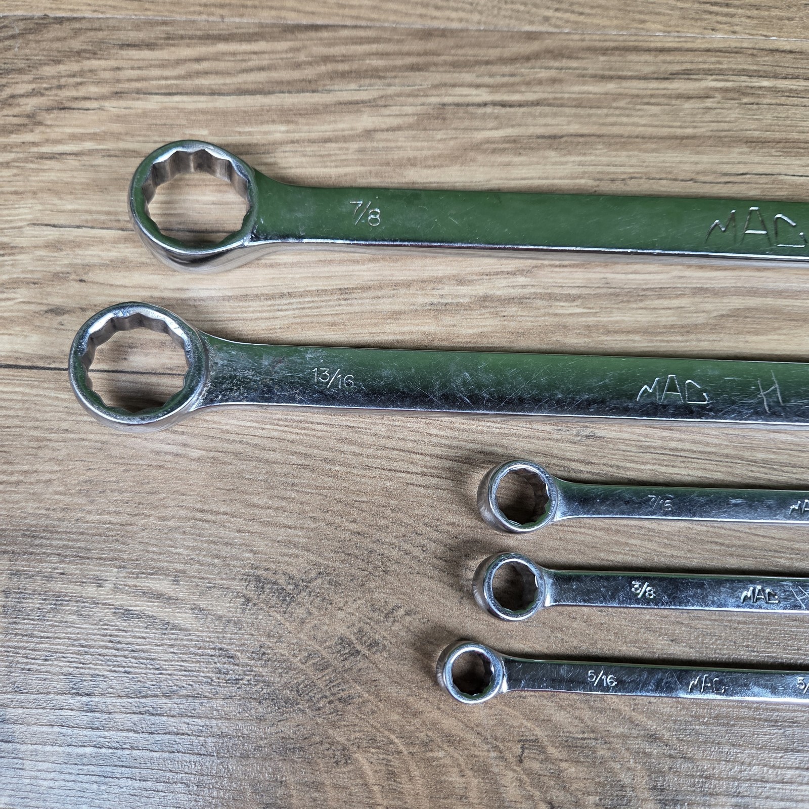 Lot of 5 Mac Tools Combination Wrenches Standard 12PT MADE IN USA