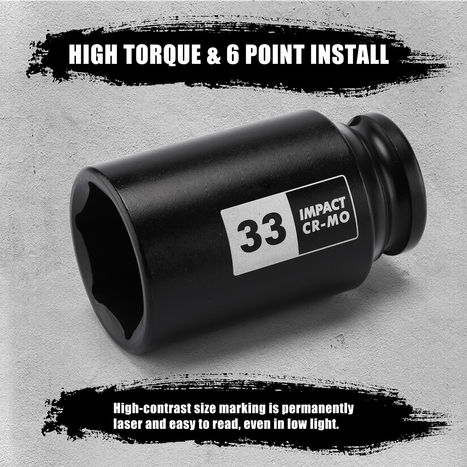 1/2» Drive Deep Spindle Axle Nut Impact Socket Set 6 Point CR-MO,32,33,35,36mm