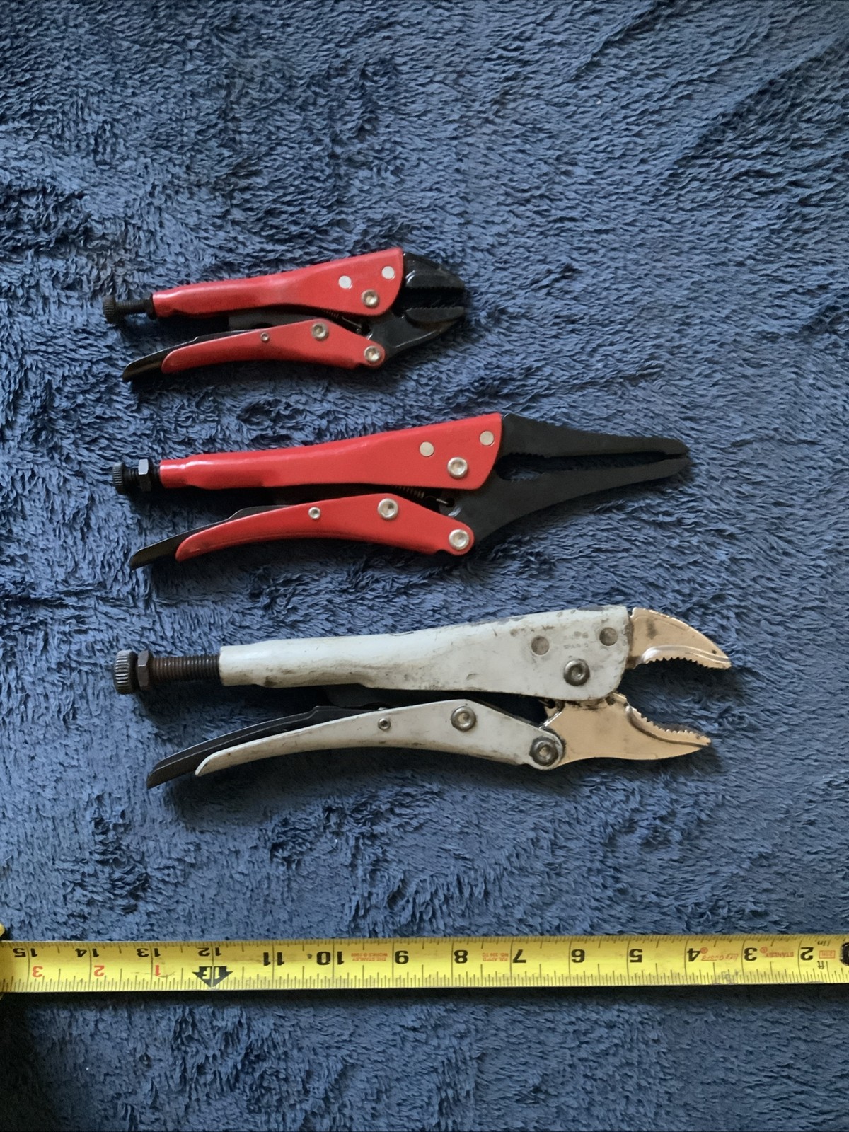Snap On/ Blue Point 3pc Locking Pliers/ Vice Grips…….2 Red, 1 Grey….