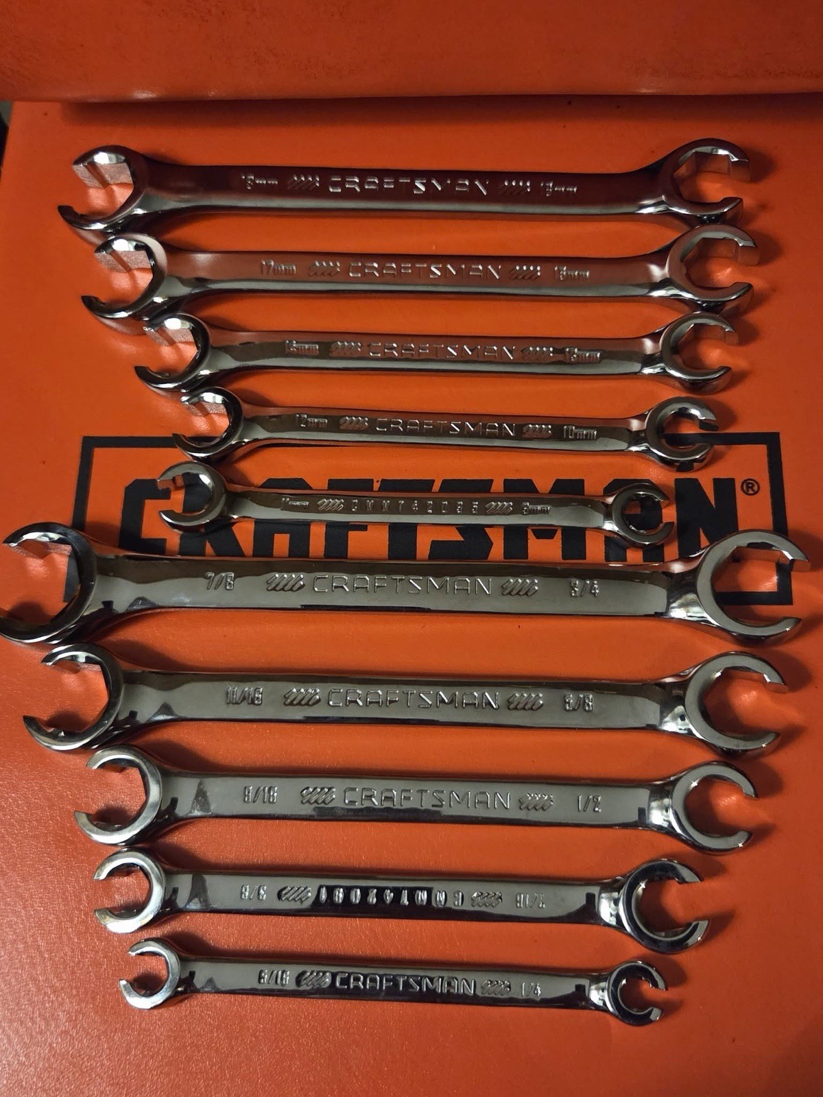 Craftsman Tools 10 Piece Flare Nut Wrench Set SAE/Metric Polished (New)