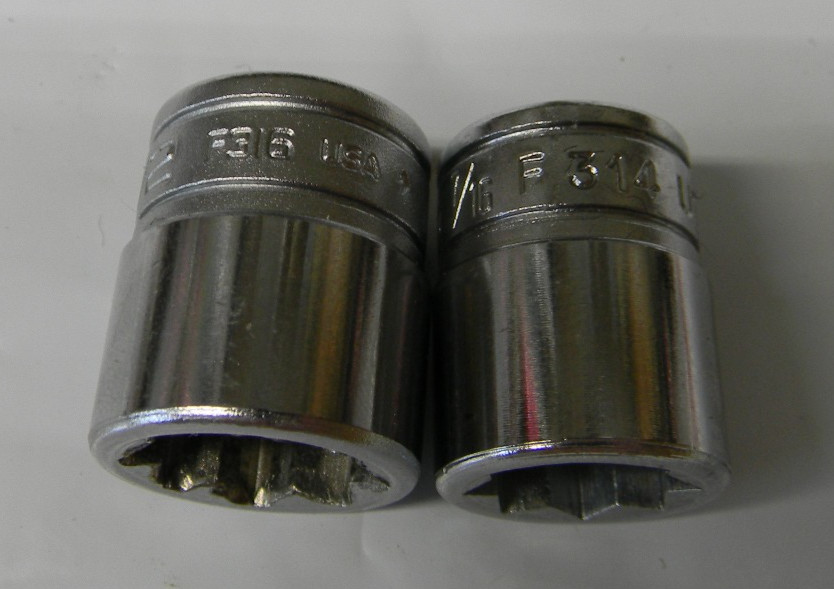 SNAP-ON 3/8″ DRIVE 2PC SAE 8PT DOUBLE SQUARE SOCKETS 7/16″ #F314 AND 1/2″ #F316