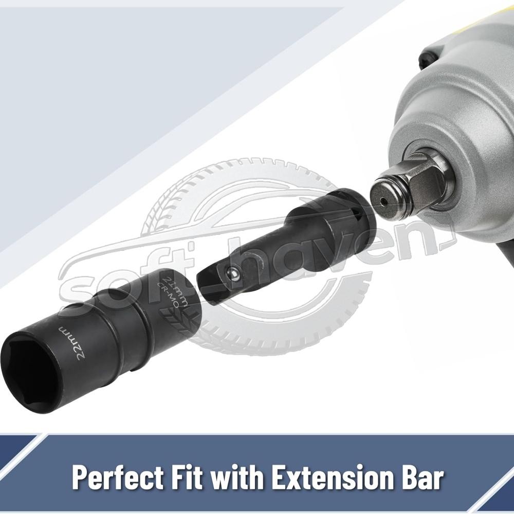 5PCS 1/2″ THIN WALL FLIP IMPACT SOCKET SET FOR AUTO RIMS TIRES LUG NUTS US