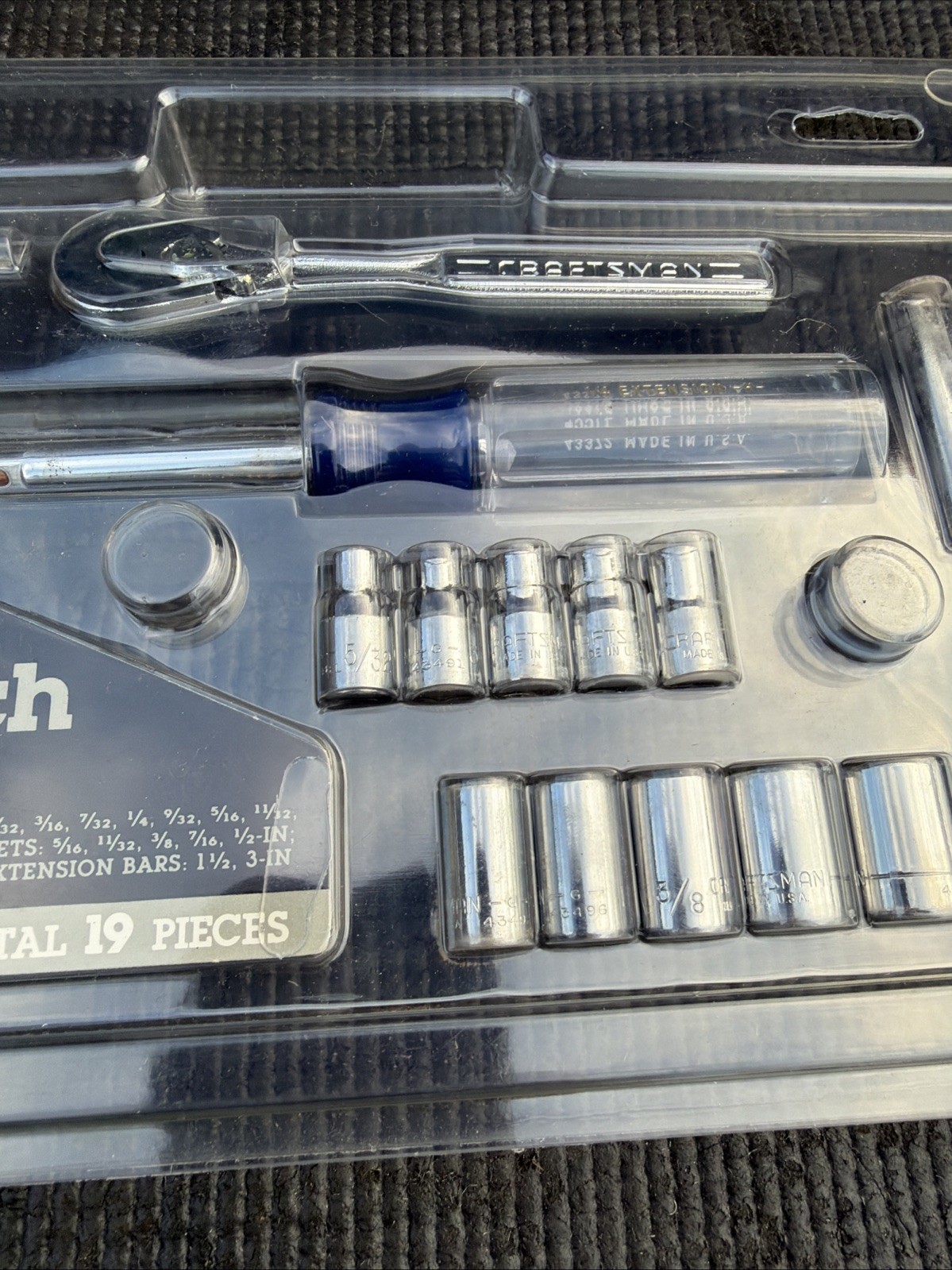 Sears Craftsman USA Nos 19pc SAE Prev Gen 1/4” Ratchet Socket Set 34701