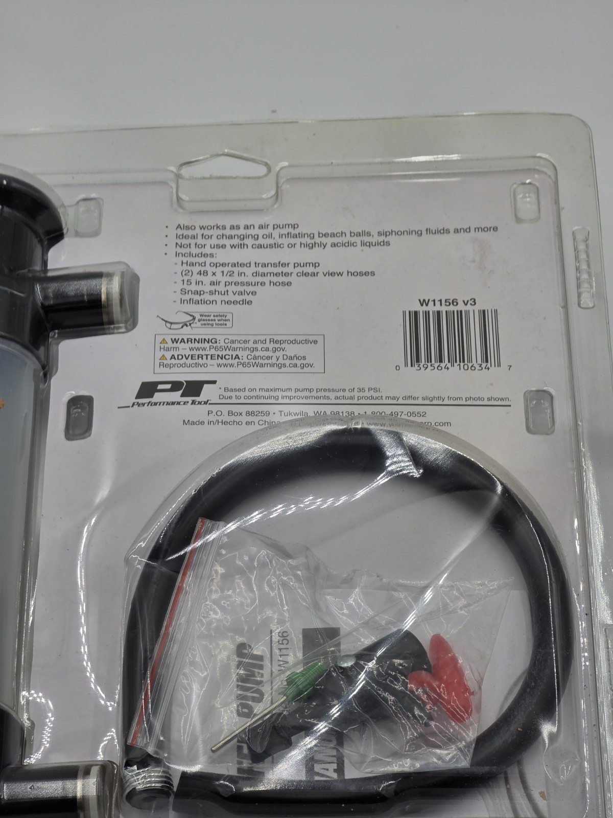 Performance Tool W1156 Grip Clip Fluid Transfer Air Pump Siphon Kit Automotive