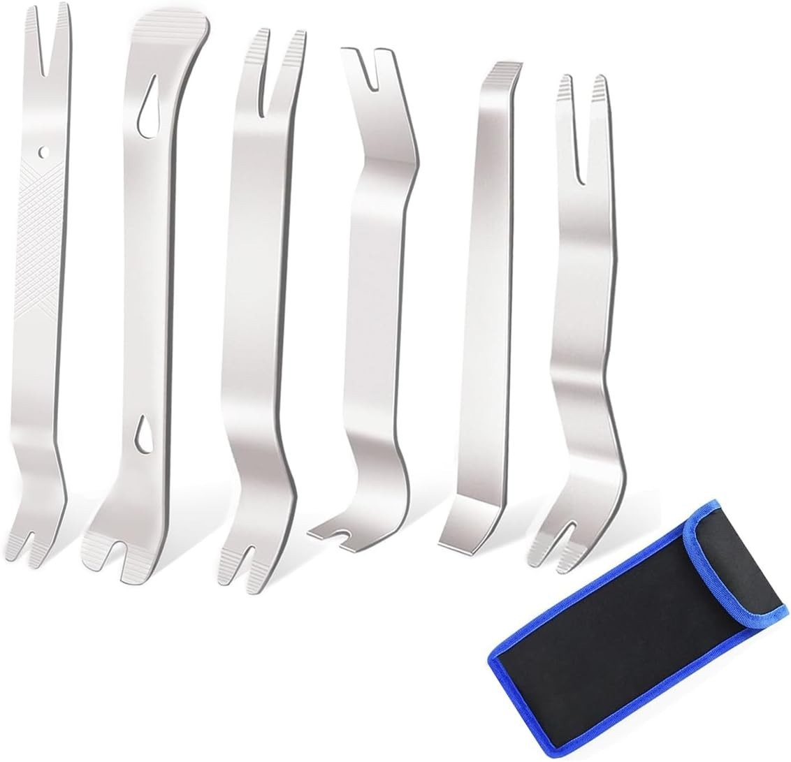 Stianless Steel, 6pcs Fastener Remover Tool kit, Metal Pry Tool Kit for Car D…
