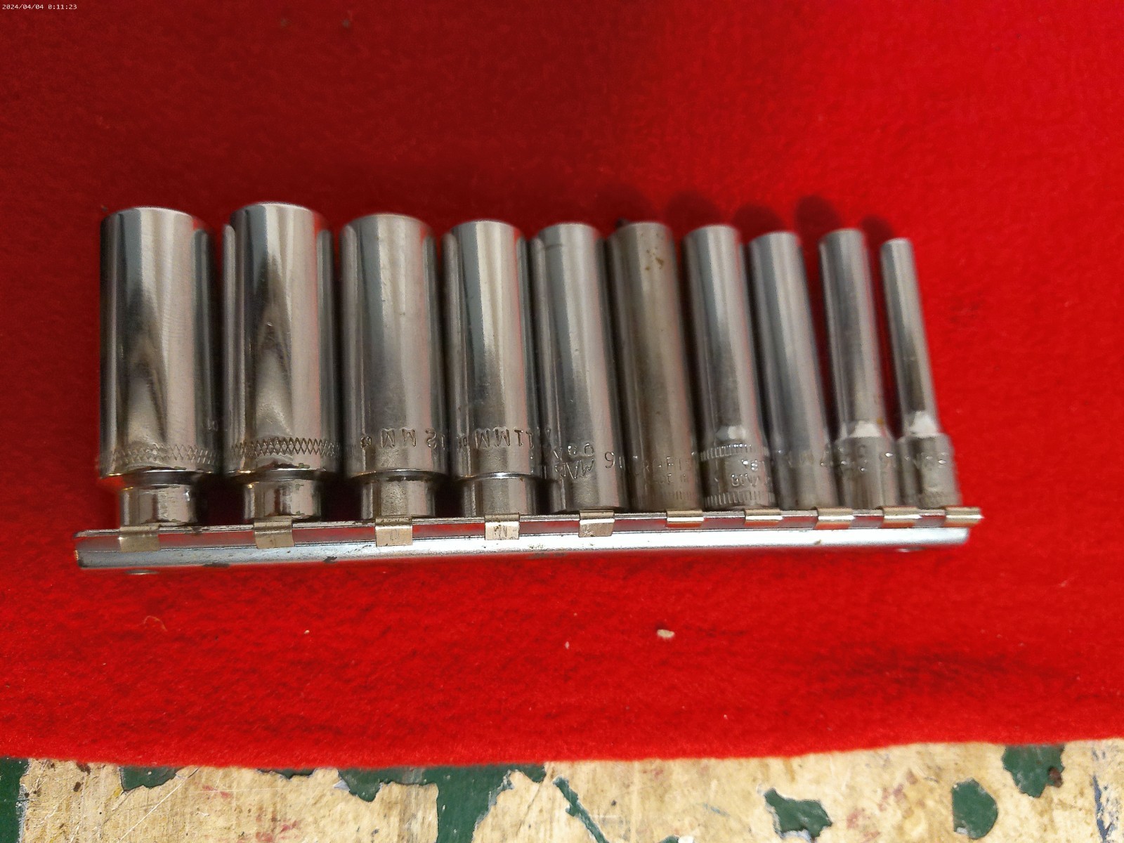 Mac Metric Socket Set 10 Pc 5mm-14mm Deep Well 1/4″ Drive 6 Point rail USA