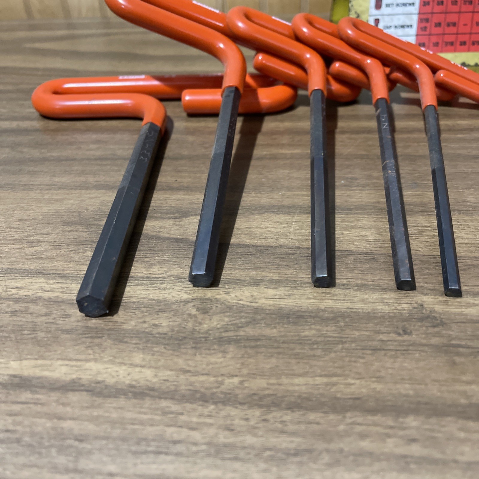 Vintage Eklind Tool 53610 10 Piece ~6″ SAE Cushion Grip T-Handle Hex Key Set