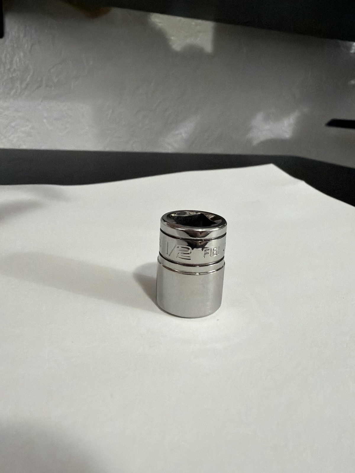 Snap-On Chrome Socket F161 1/2″ SAE 12pt 3/8″ Drive Shallow Mechanic Tool