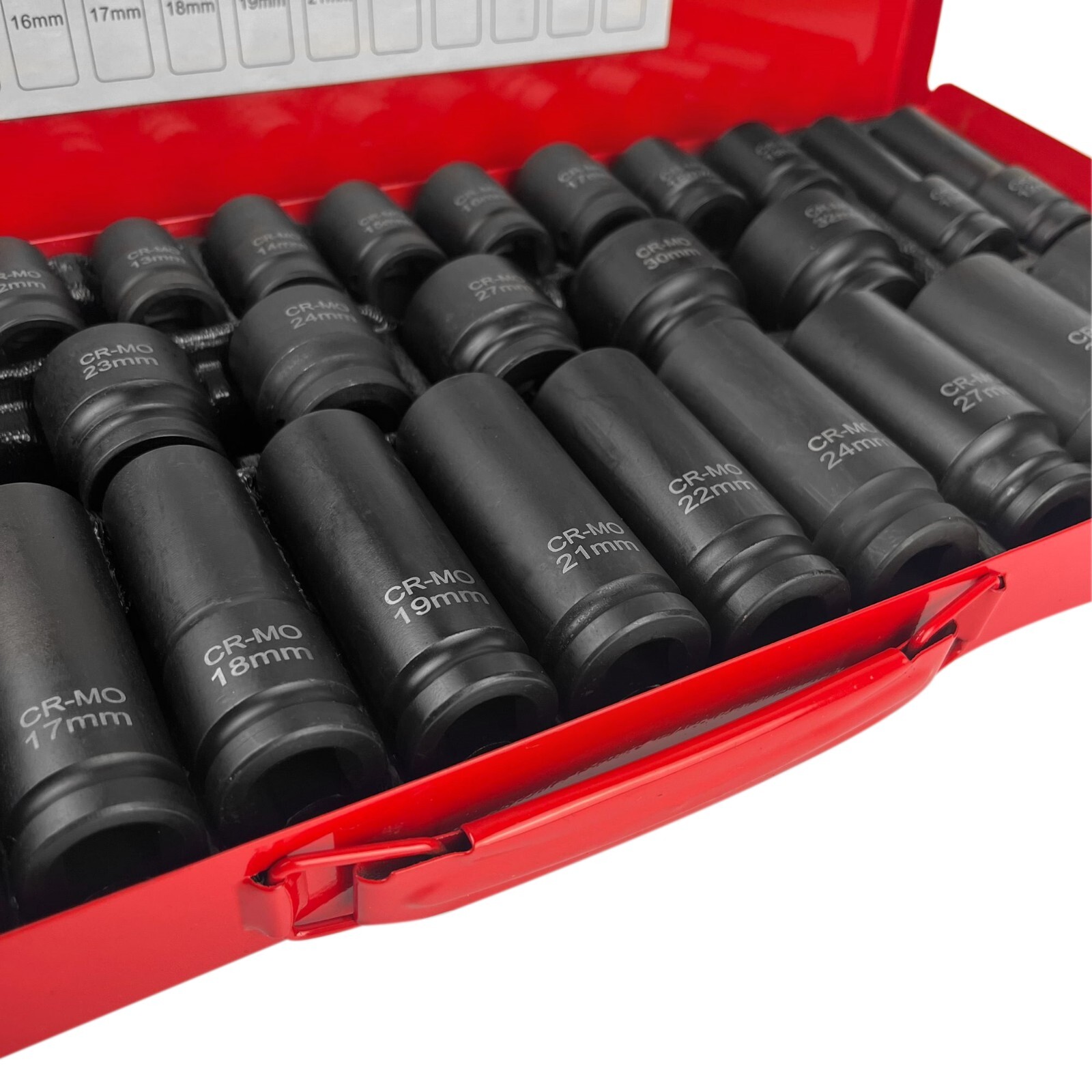 35pcs 1/2″ Sq Metric Drive Deep Impact Socket Tool Set Garage Kit 8-32mm + Case