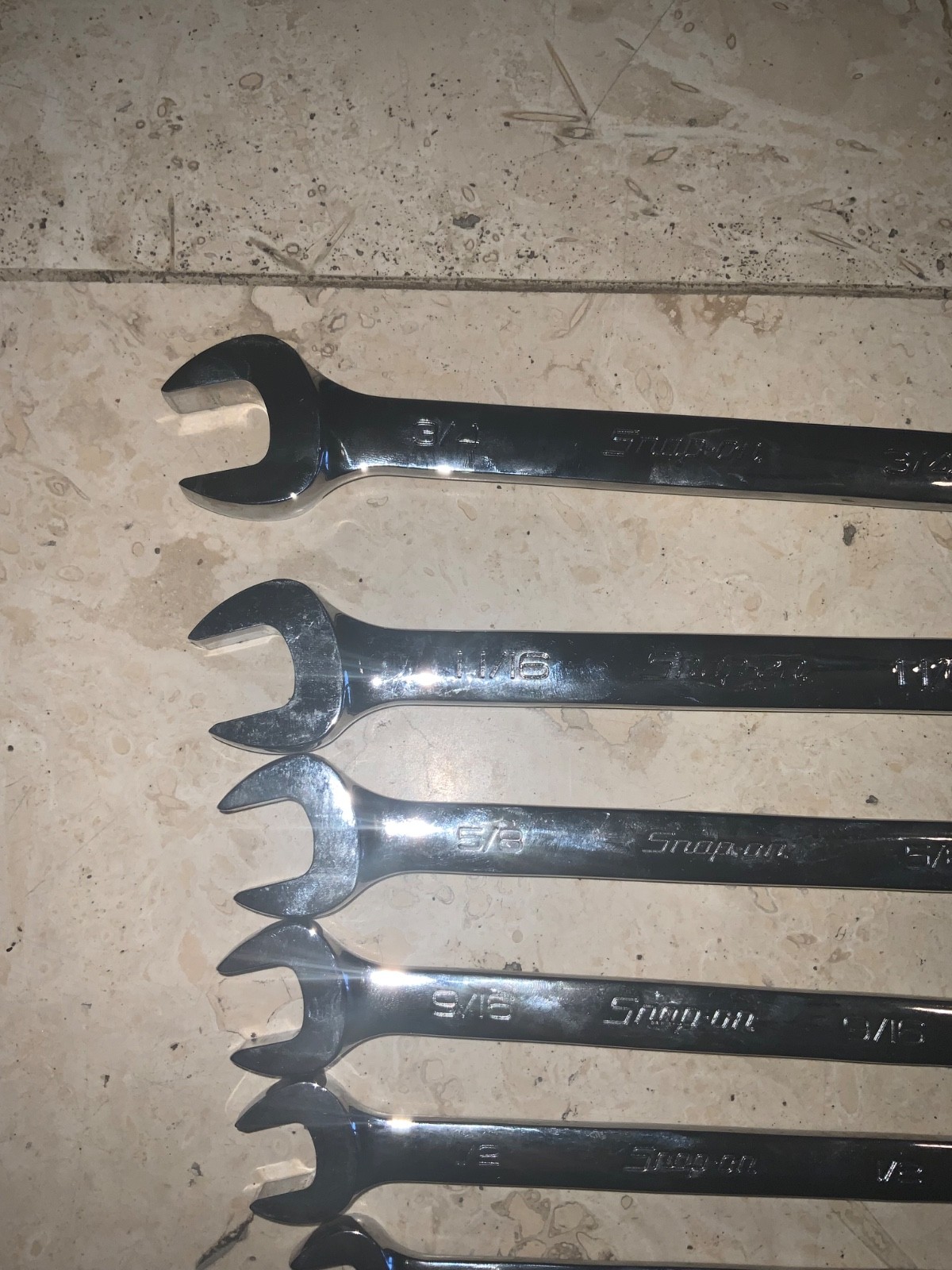 Snap On 7 Piece SAE Open End and 12 Point Flare Nut Line Wrench Set 3/8” – 3/4