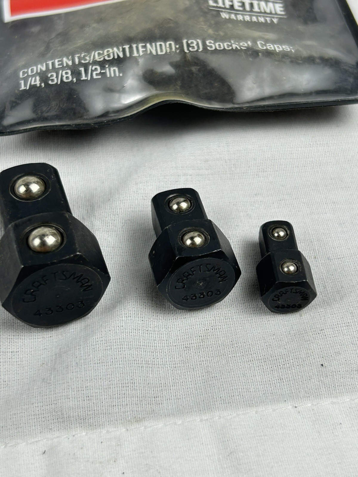 Sears Craftsman China Nice 3pc Socket Cap Set 43303 1/2 3/8 1/4”