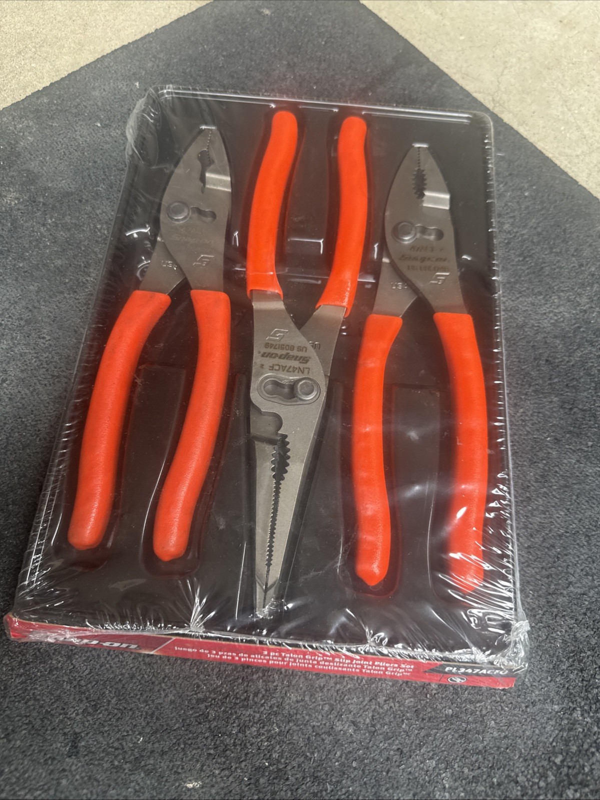For Snap-on Tools NEW ORANGE 3pc Soft Grip Slip Joint Pliers Lot Set PL347ACFO