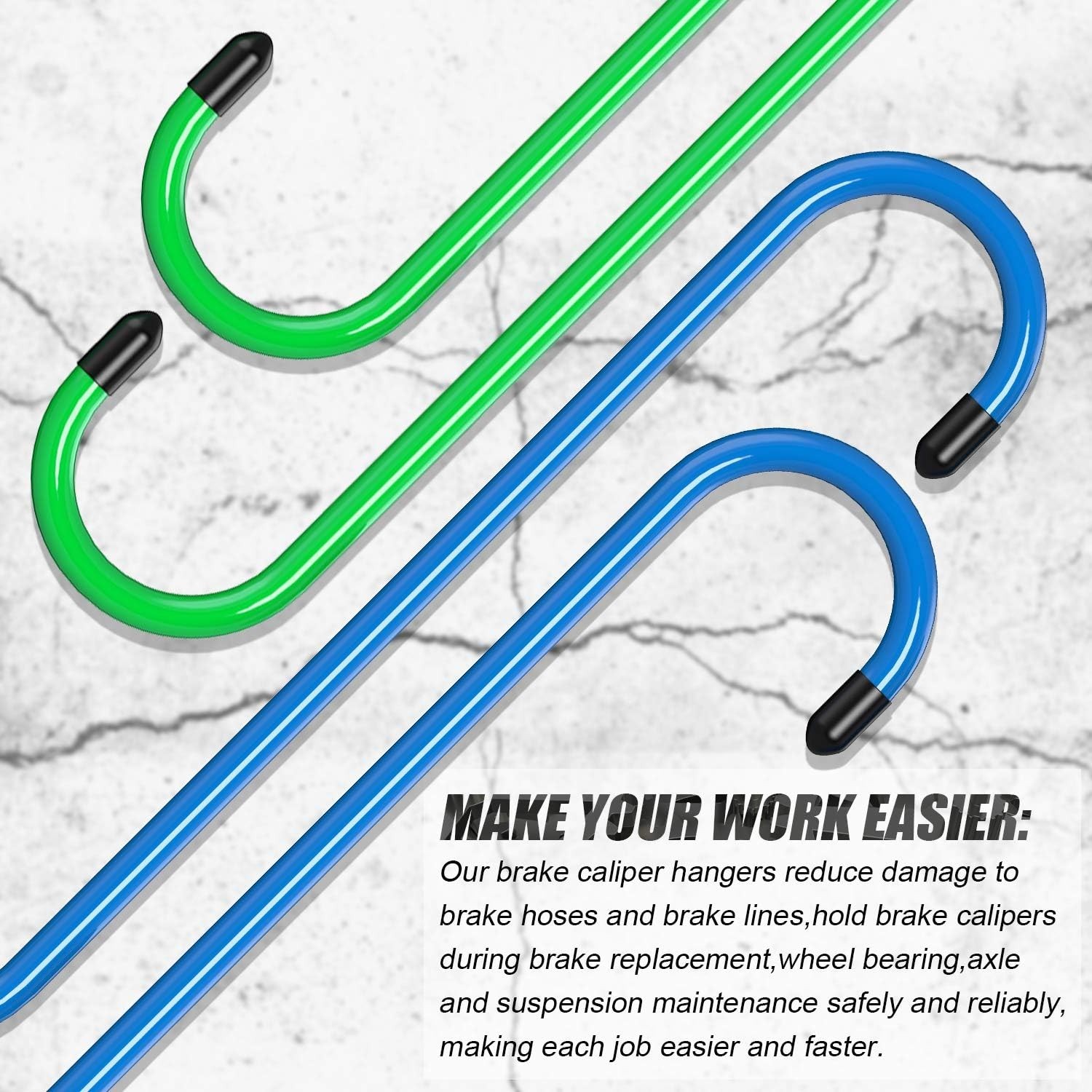 6 Pcs Heavy Duty Steel Brake Caliper Hangers with Rubber Tips Automotive Tool…