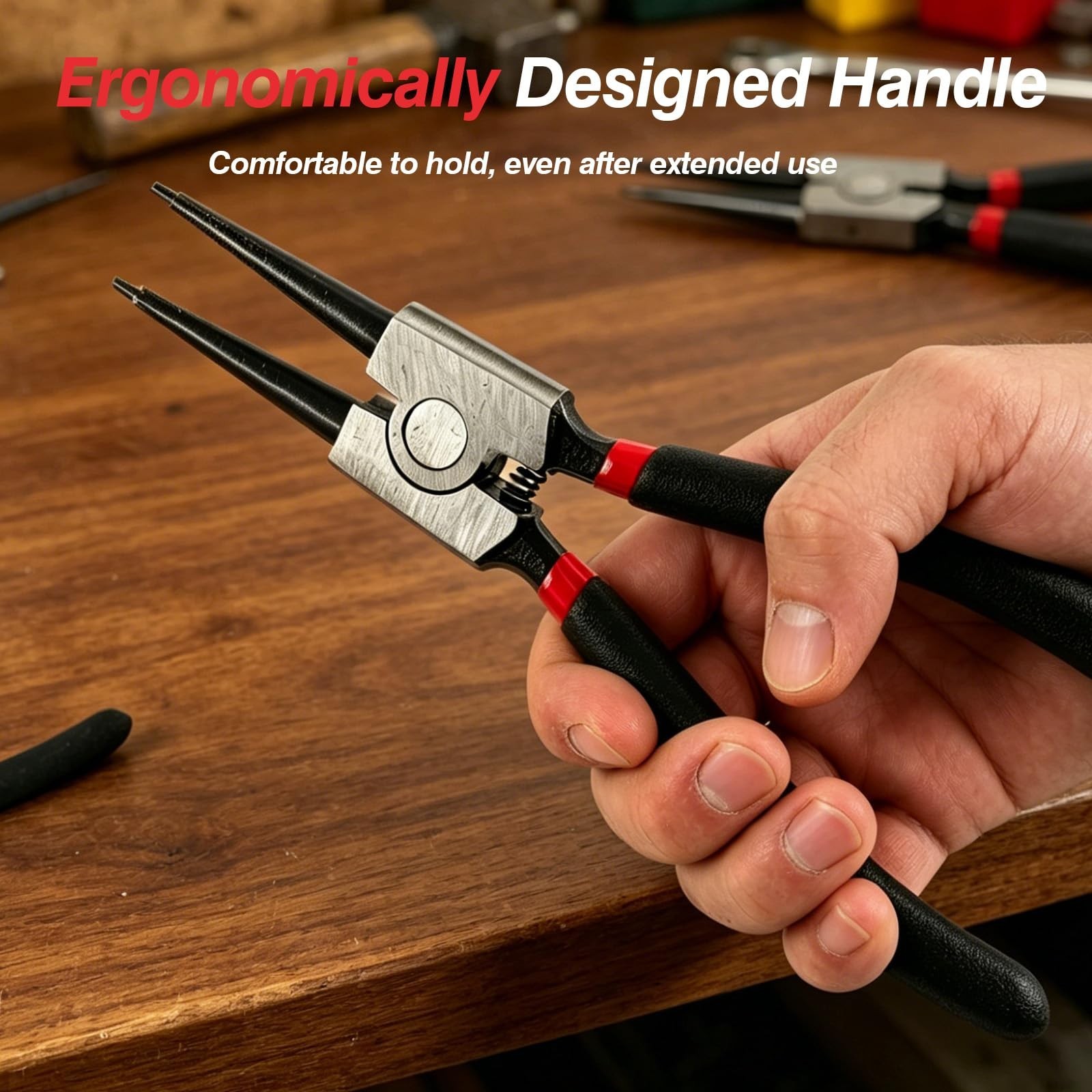 4Pcs Heavy Duty Snap Ring Pliers Set, 7″ Circlip & C Clip Tool Kit for Auto Repa