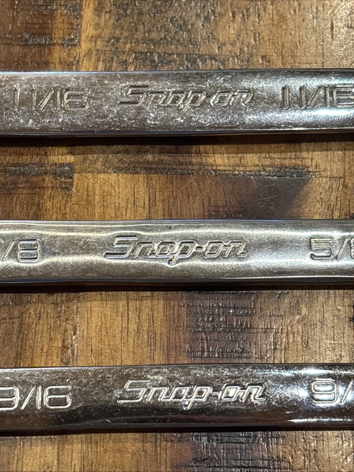 Snap On Tools 9/16”, 5/8”, & 11/16” Short Handle Combination Wrench 12pt USA EUC