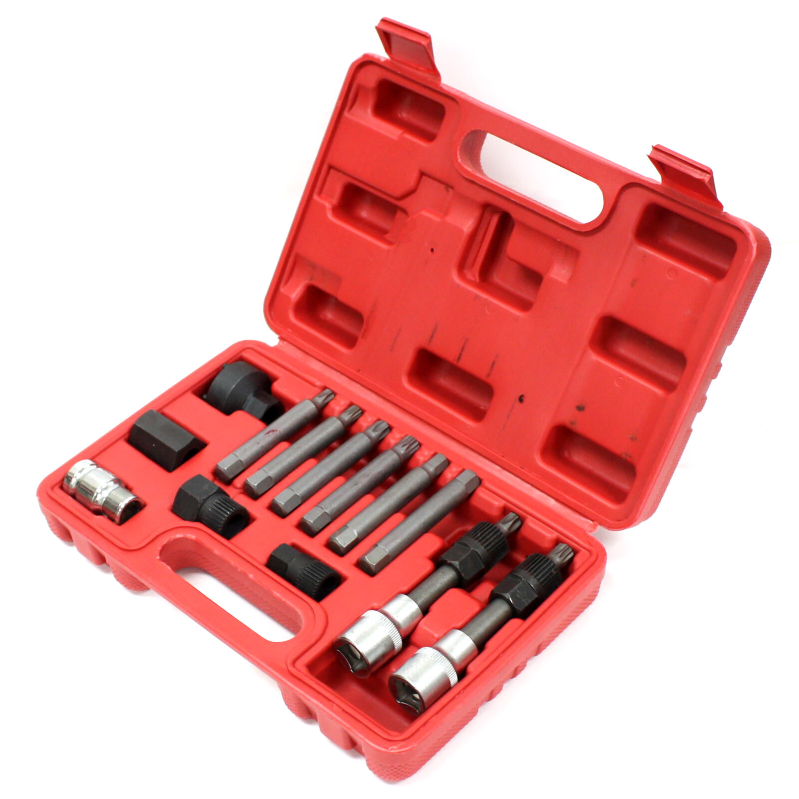 13 pc Alternator Freewheel Pulley Removal Socket Bit Set Garage Service Tool Kit