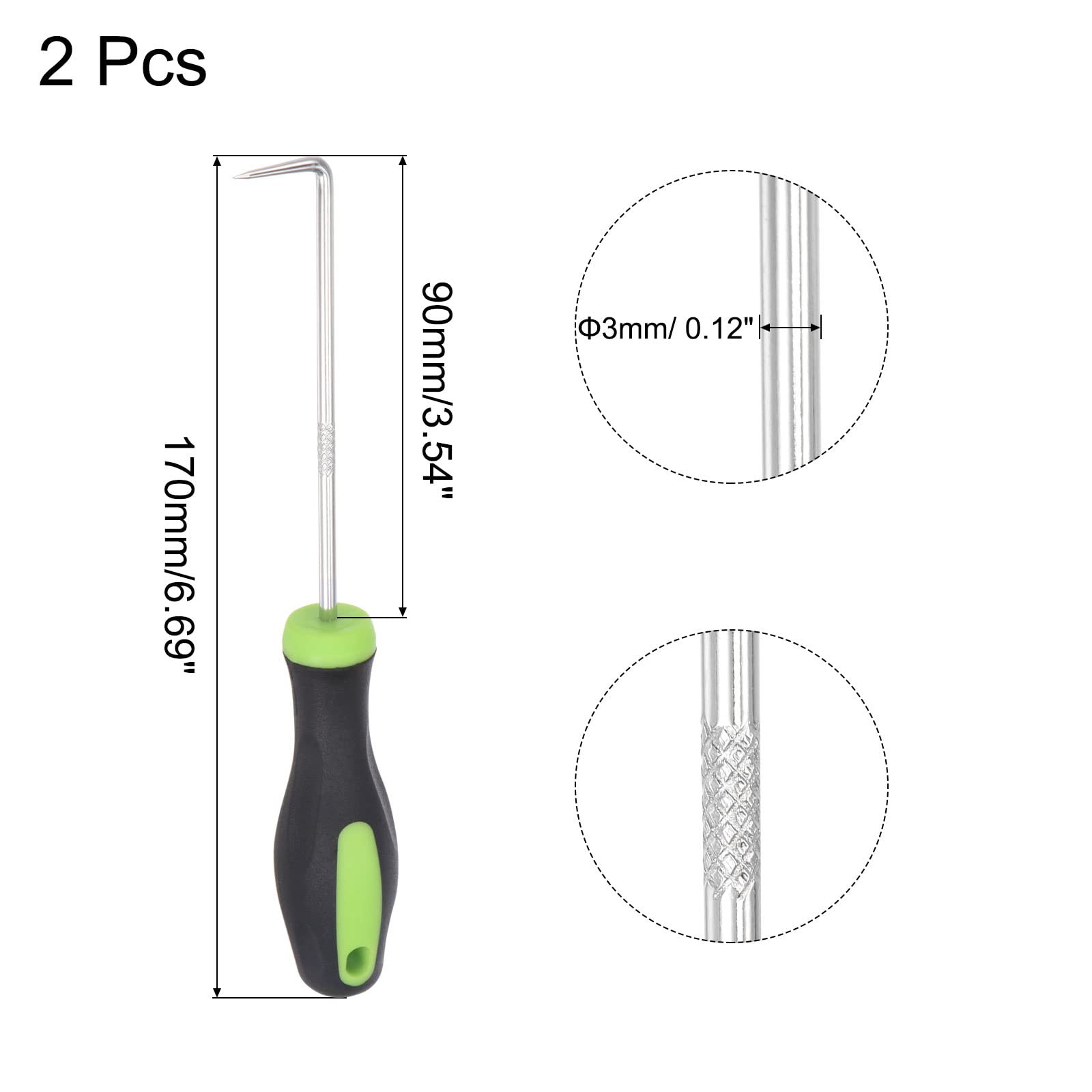 uxcell 90 Degree Pick Hook 6.69″ Puller Remover Removal Light Green, Black