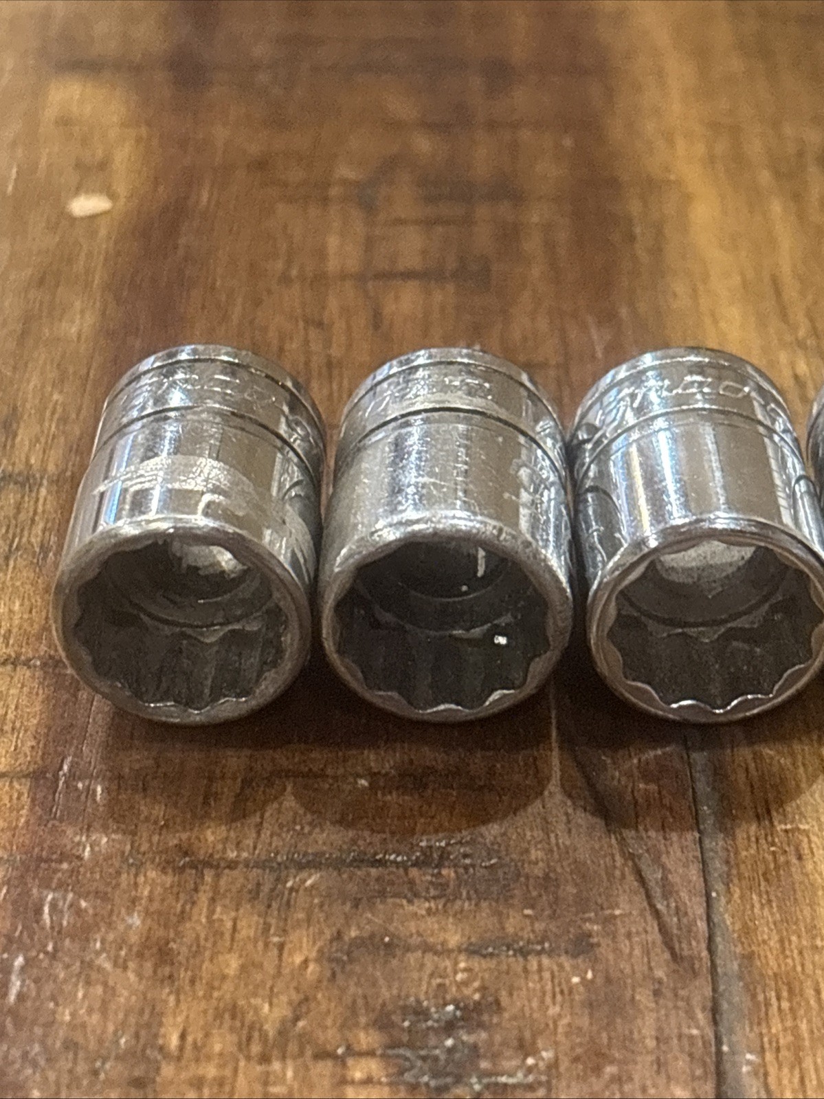 Snap-On Tools 1/2” Shallow Sockets 5pc 3/8” Drive 12 point F161 USA SAE