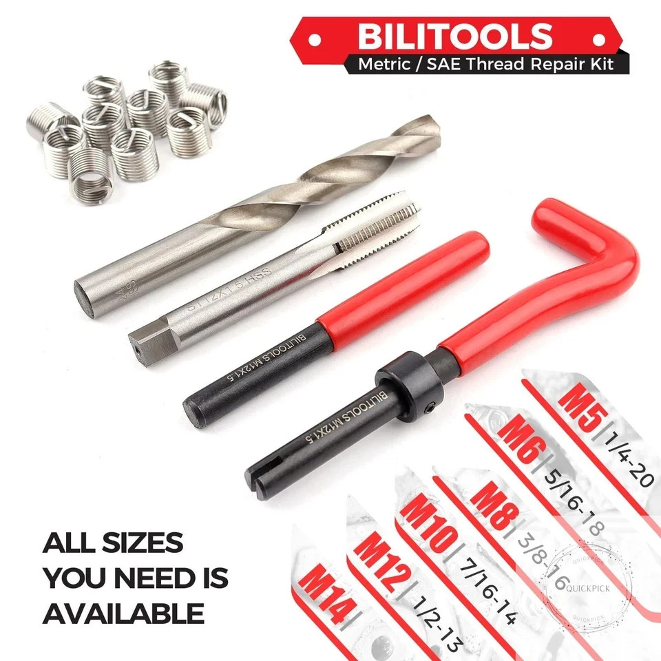 7/16-14 inch Thread Repair Kit, HSS Drill Helicoil Repair Kit SAE