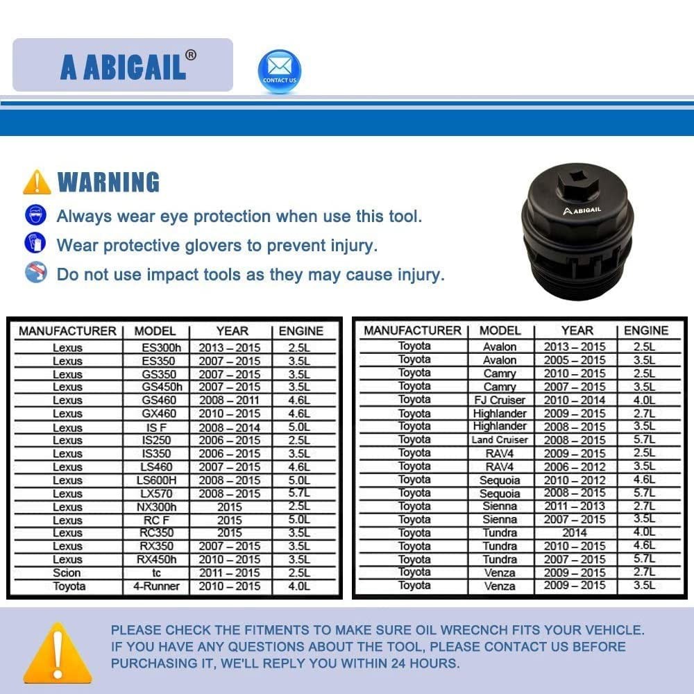 Heavy Duty Oil Filter Wrench Compatible with Toyota,Lexus,RAV4,Camry,Tundra,H…
