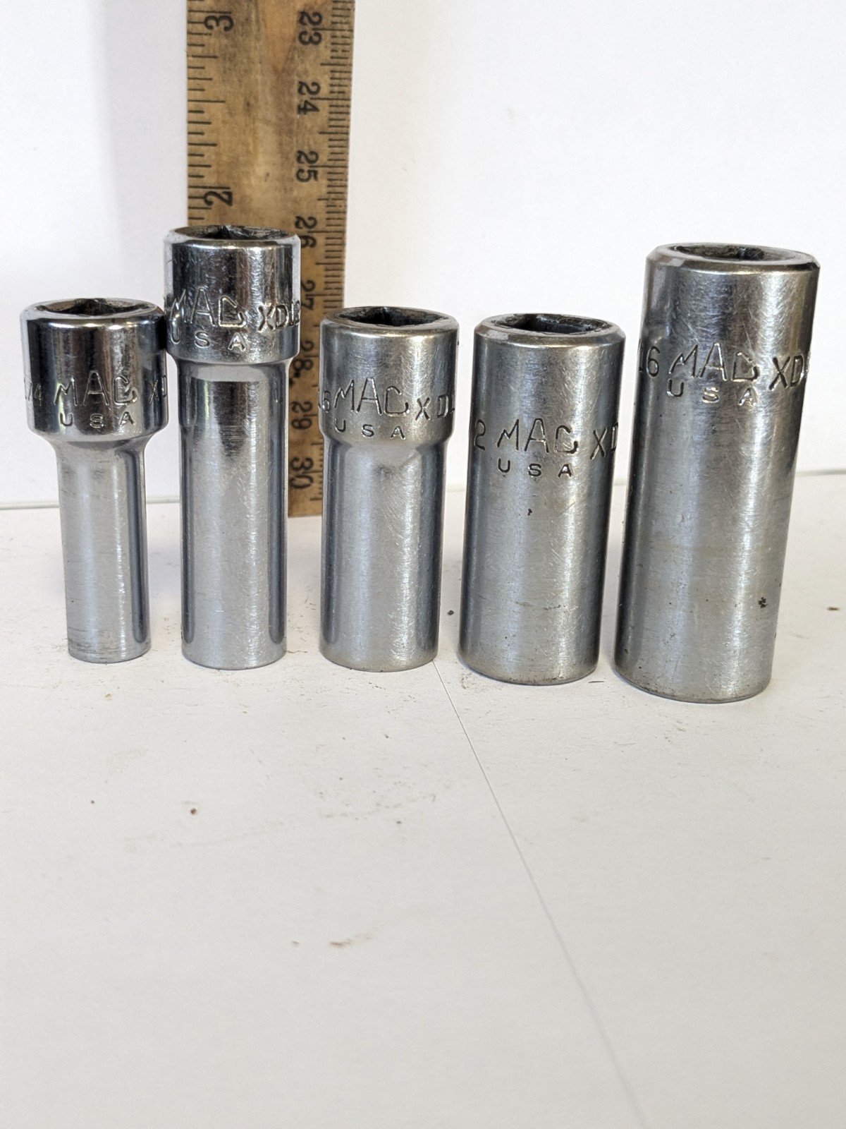 MAC TOOLS 5 PIECE 3/8 DRIVE SAE. DEEP 6 POINT SOCKET SET 1/4″ THROUGH 9/16 INCH