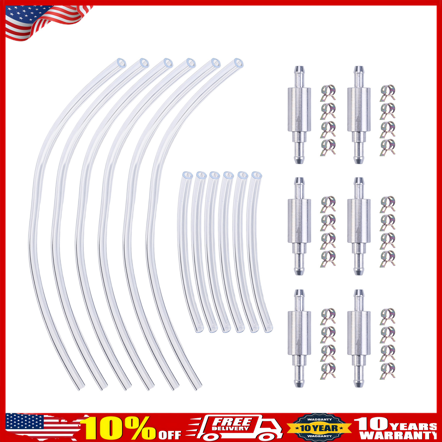 6 PCS BRAKE BLEEDER HOSE, ONE WAY CHECK VALVE TUBE BLEEDING TOOL KIT SILVER US