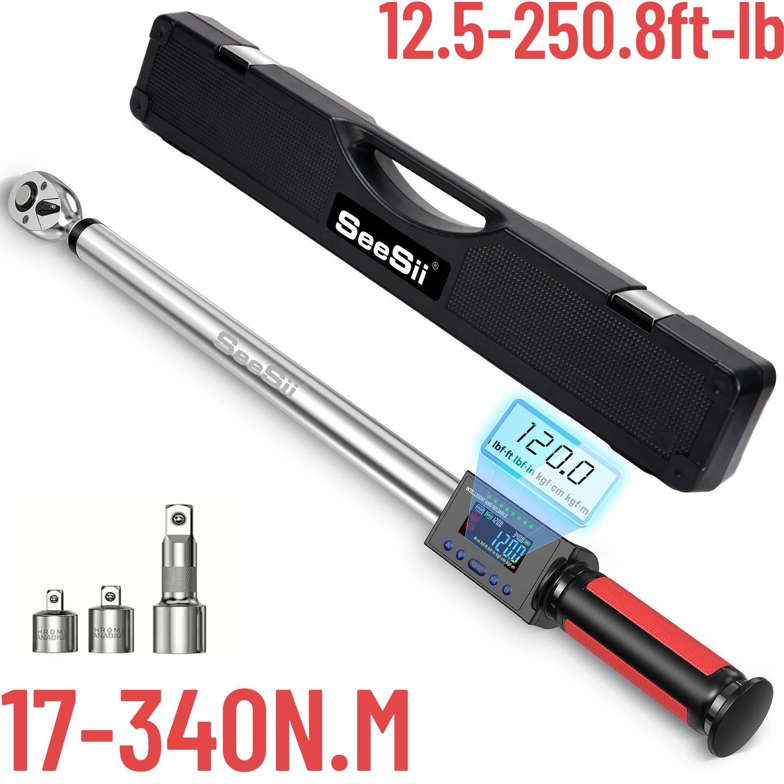 Seesii 1/2″&3/8» Digital Torque Wrench Combo 3/8″ 0–220 Nm & 1/2» 17-340 nm