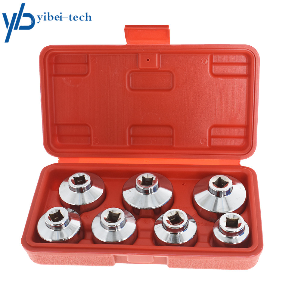 7PCS Oil Filter Socket Set Cup Socket Tool Set Cap Wrench 24 27 29 30 32 36 38mm