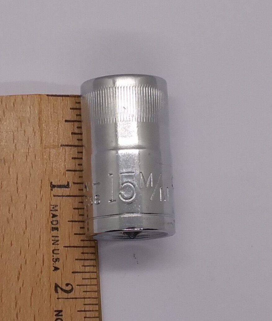 Vintage Craftsman 1/2″ Dr 15M/M 12 Pt Shallow Socket Top Knurl VV 44236 USA NOS