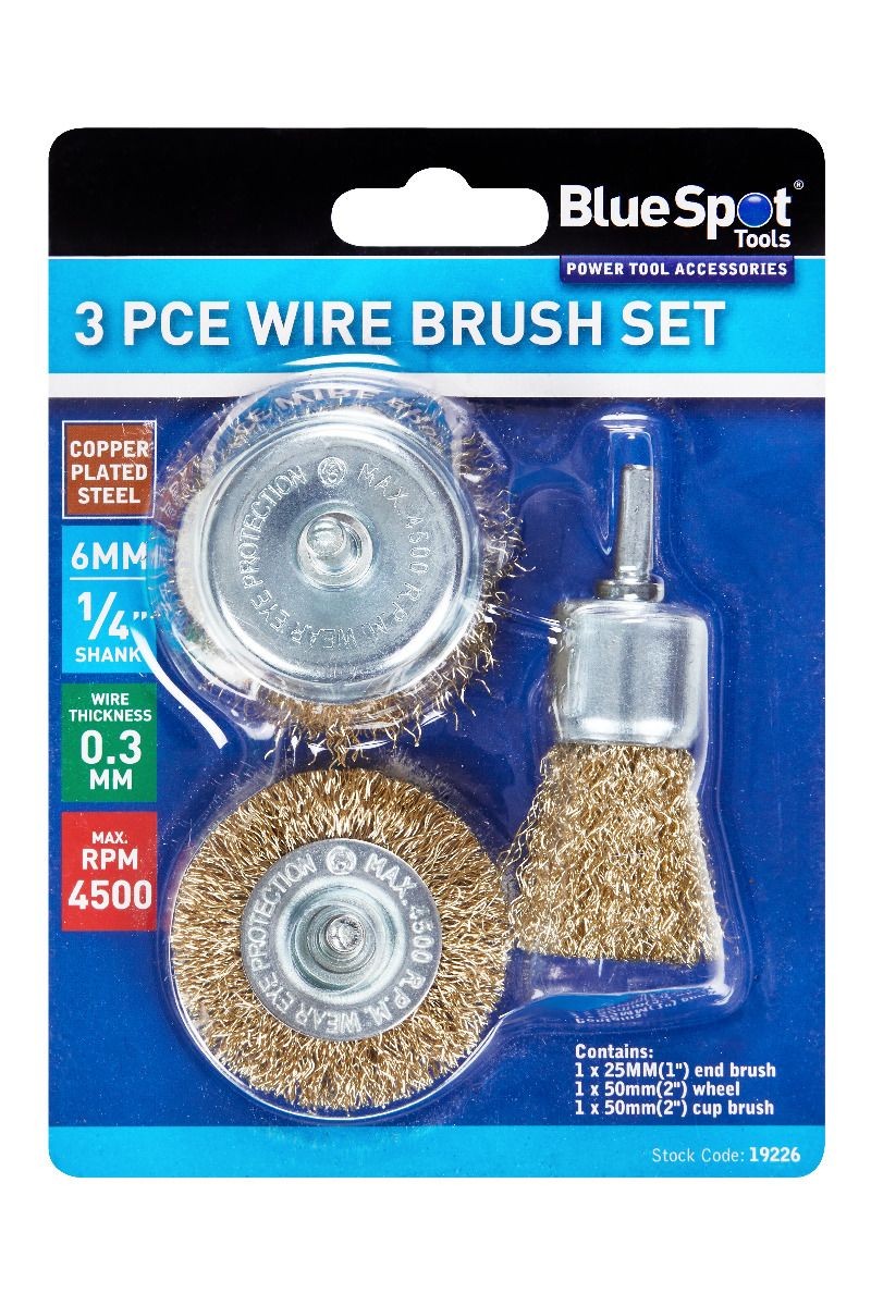 Blue Spot Tools 19226 3 PCE Wire Brush Set