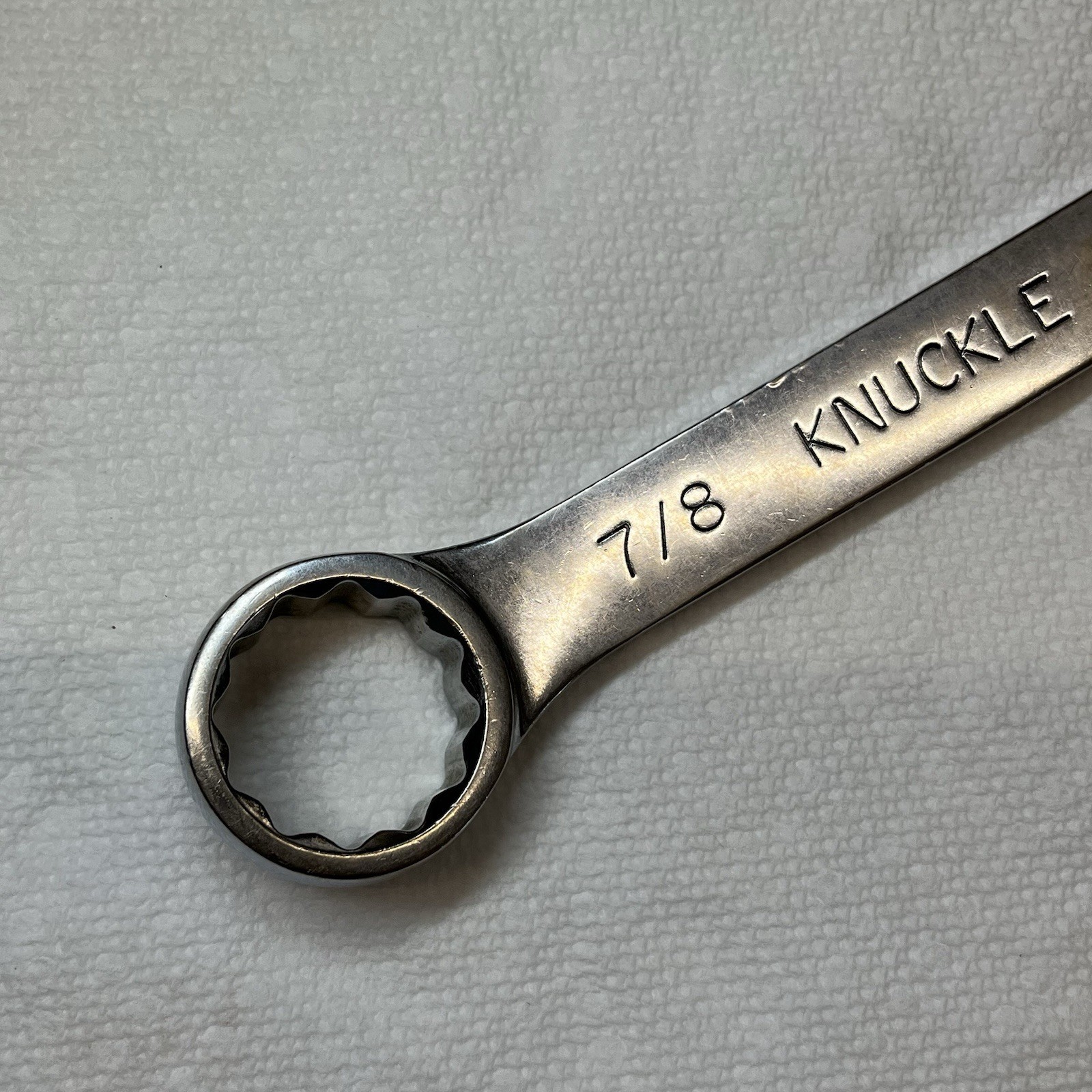 Mac Tools 7/8 combo wrench Knuckle-Saver more durable and thicker.
