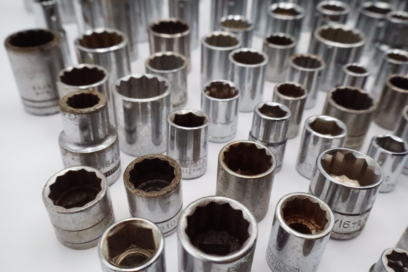 Large Mixed Socket Lot 1/4 3/8 1/2 Drive SAE Metric Deep Standard USA Tools