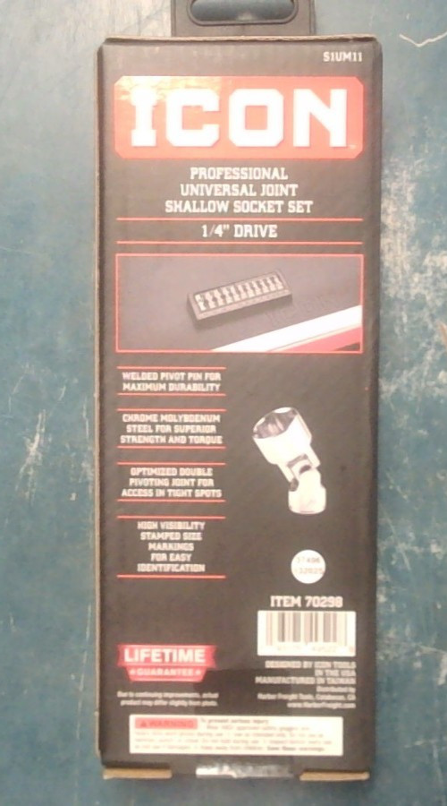Icon S1UM11 1/4″dr. Metric 11pc Professional Universal Joint Shallow Socket Set
