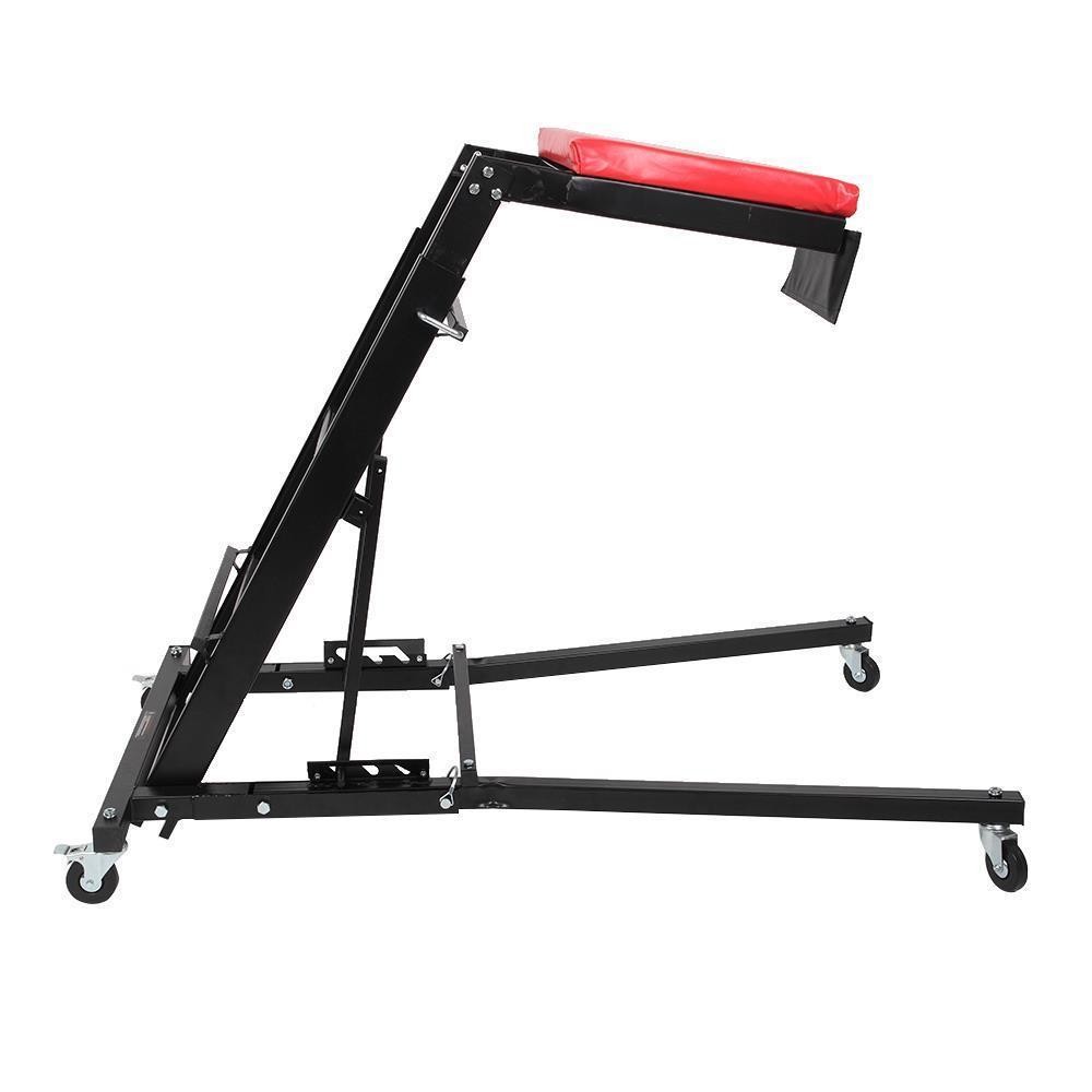 400Lbs Foldable Topside Creeper Adjustable Height Movable Ladder +4 Wheels