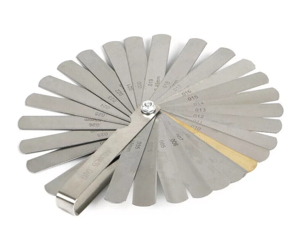 32 Blade Feeler Filler Gauge Spark Plug Gap Metric Imperial Measuring Brass Tool