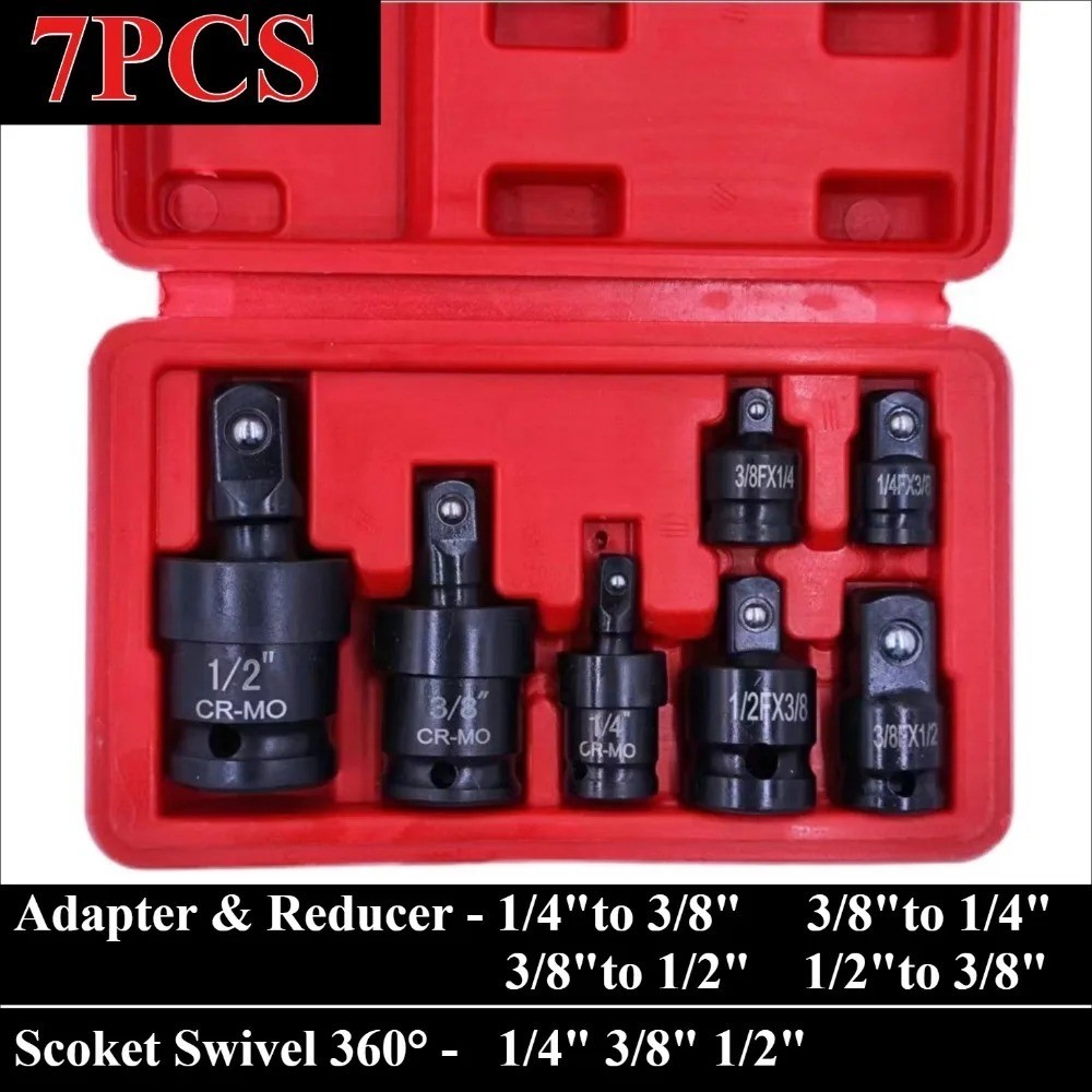 7PCS 1/4″ 3/8″ 1/2″ Drive Impact Socket Adapter Set Hex Shank Adapters&Reducers