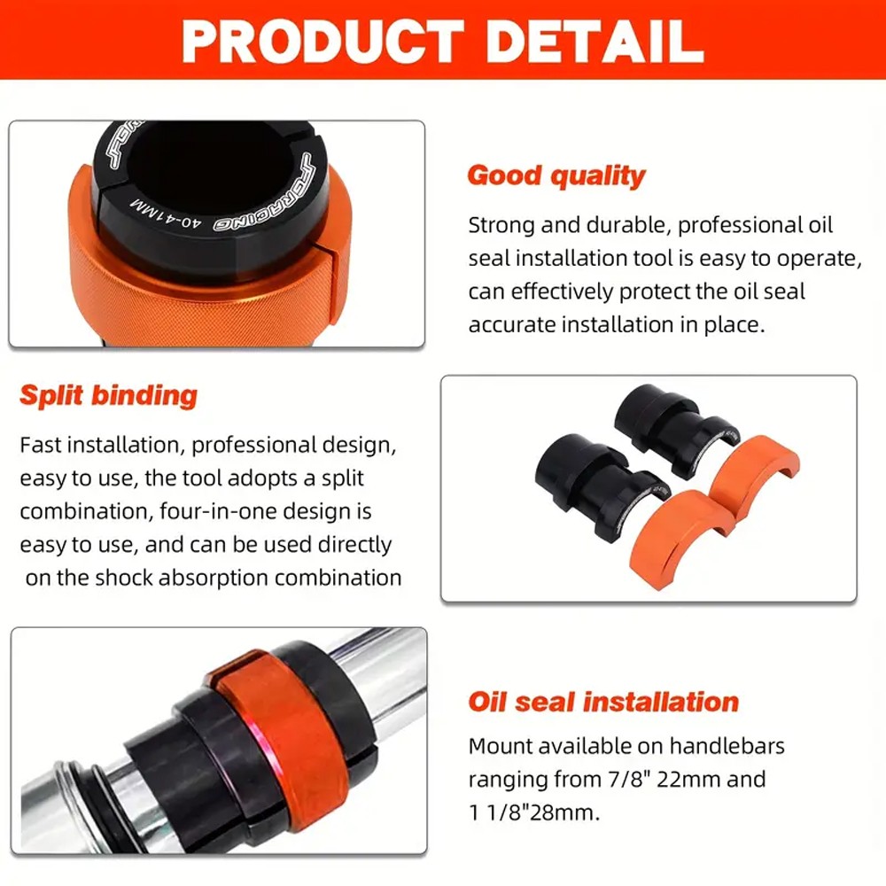 Fork Oil Seal Driver 40mm-41mm Universal For EXC EXCF SX SXF Dirt Bike Orange