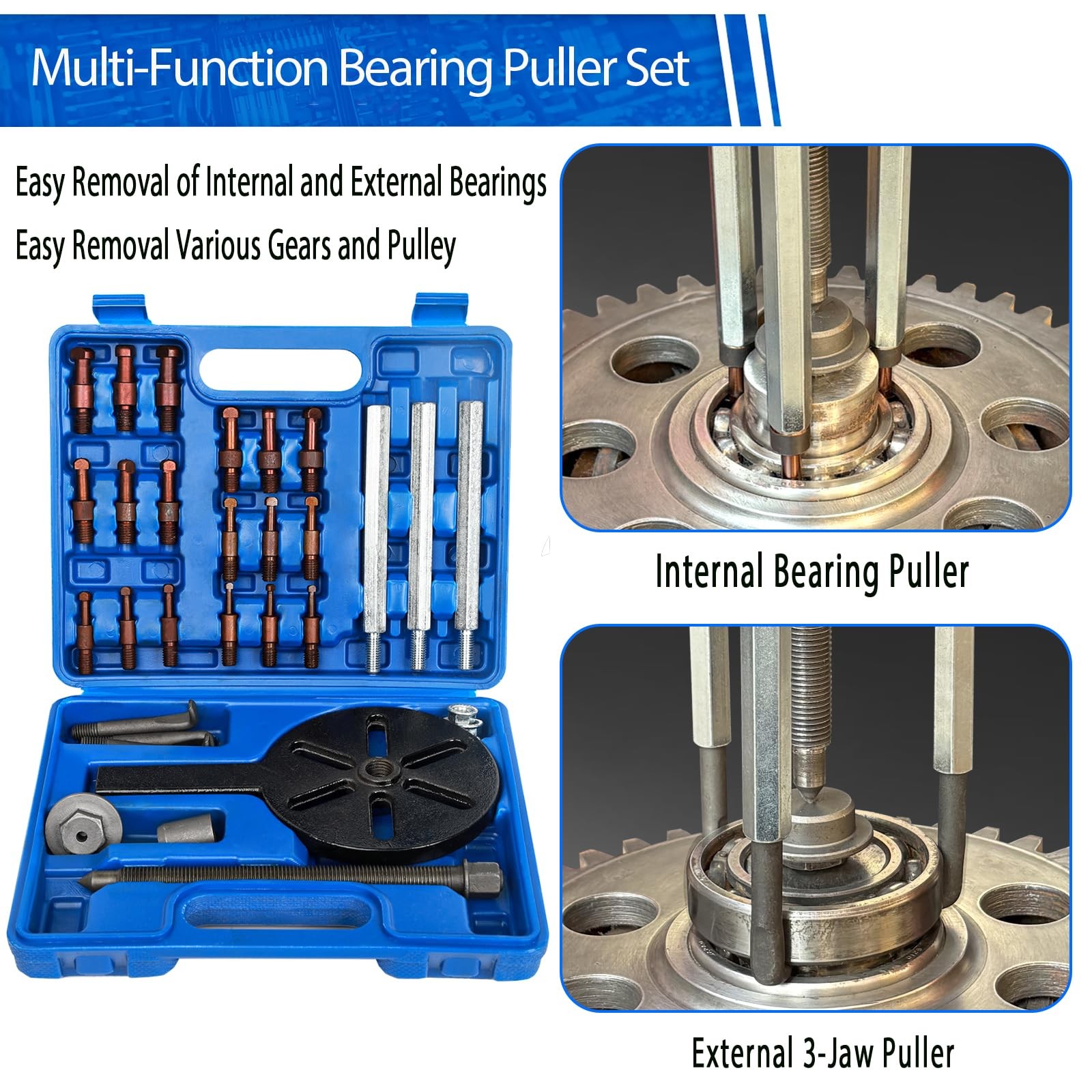 21 in1 Bearing Puller, Puller Set, Inner 21in1-puller, blue
