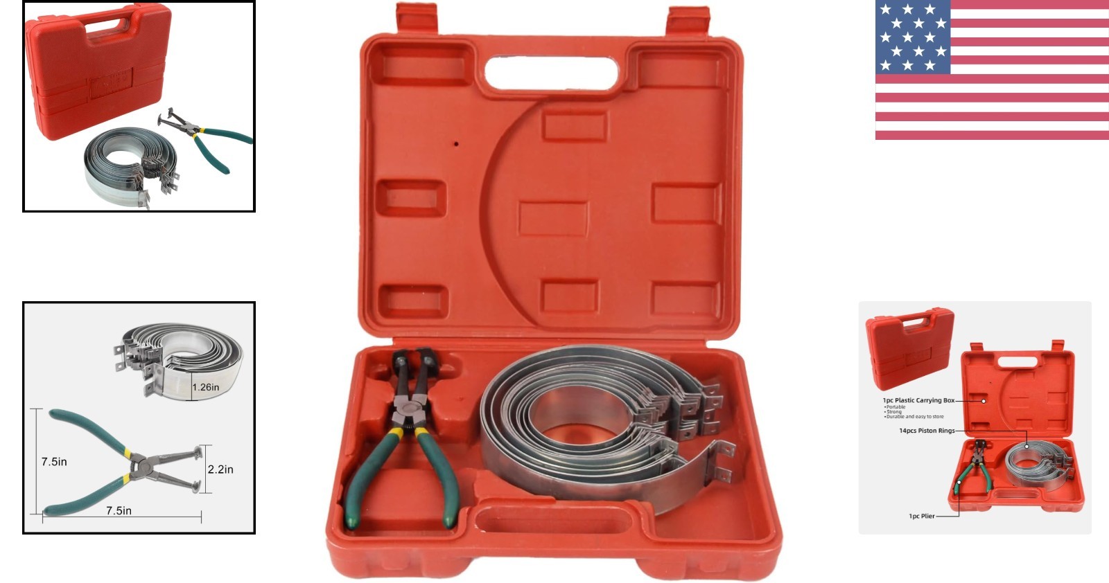Comprehensive Automotive Piston Ring Tool Set – 14 Rings & Case for Easy Storage