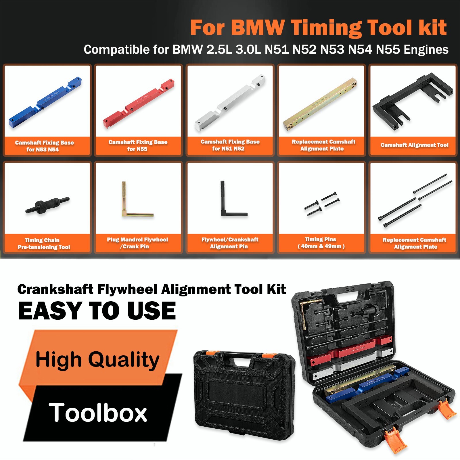 BMW Timing Tool Crankshaft kit for BMW 2.5L 3.0L N51 N52 N53 N54 N55 Engines