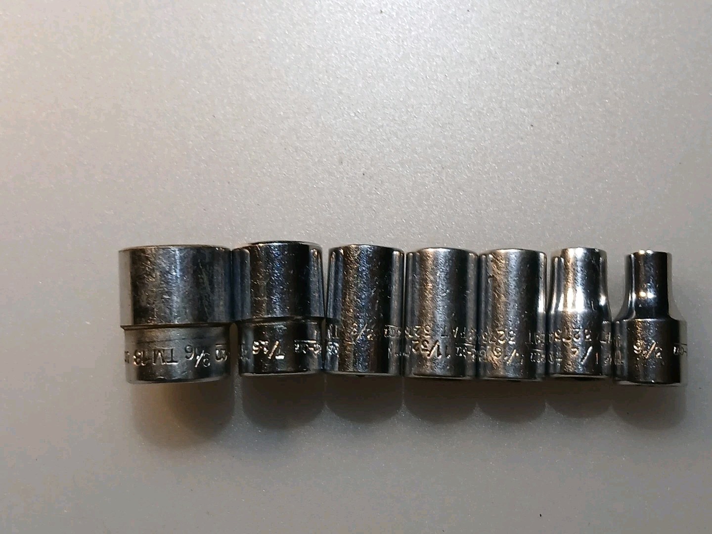 7pc Snap On 1/4 Dr Sae Set Standard Chrome Short 6pt 3/16-7/16 Flank Drive