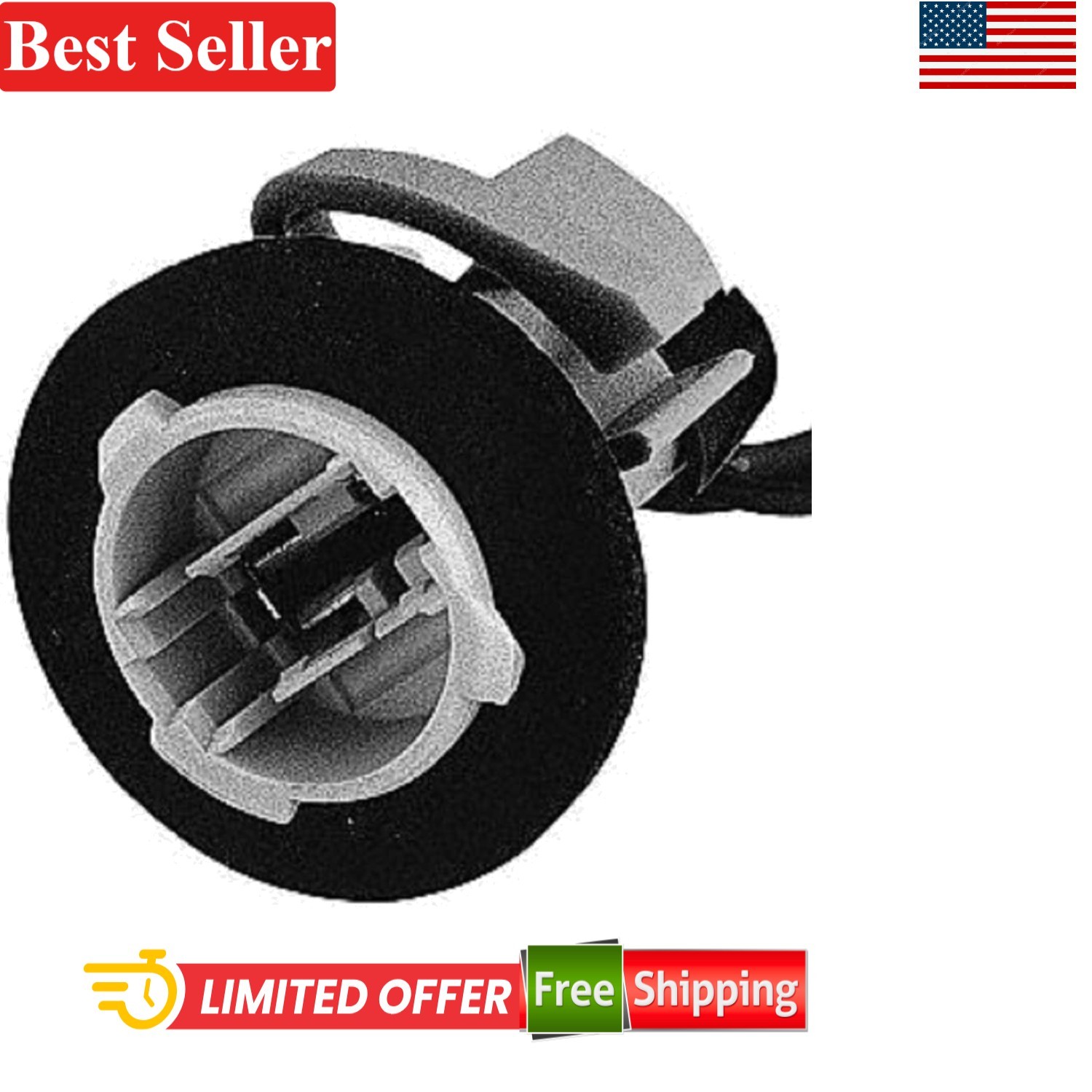 Pigtail Socket 1-Way Handlebar Mount Push Button Touch Control Black