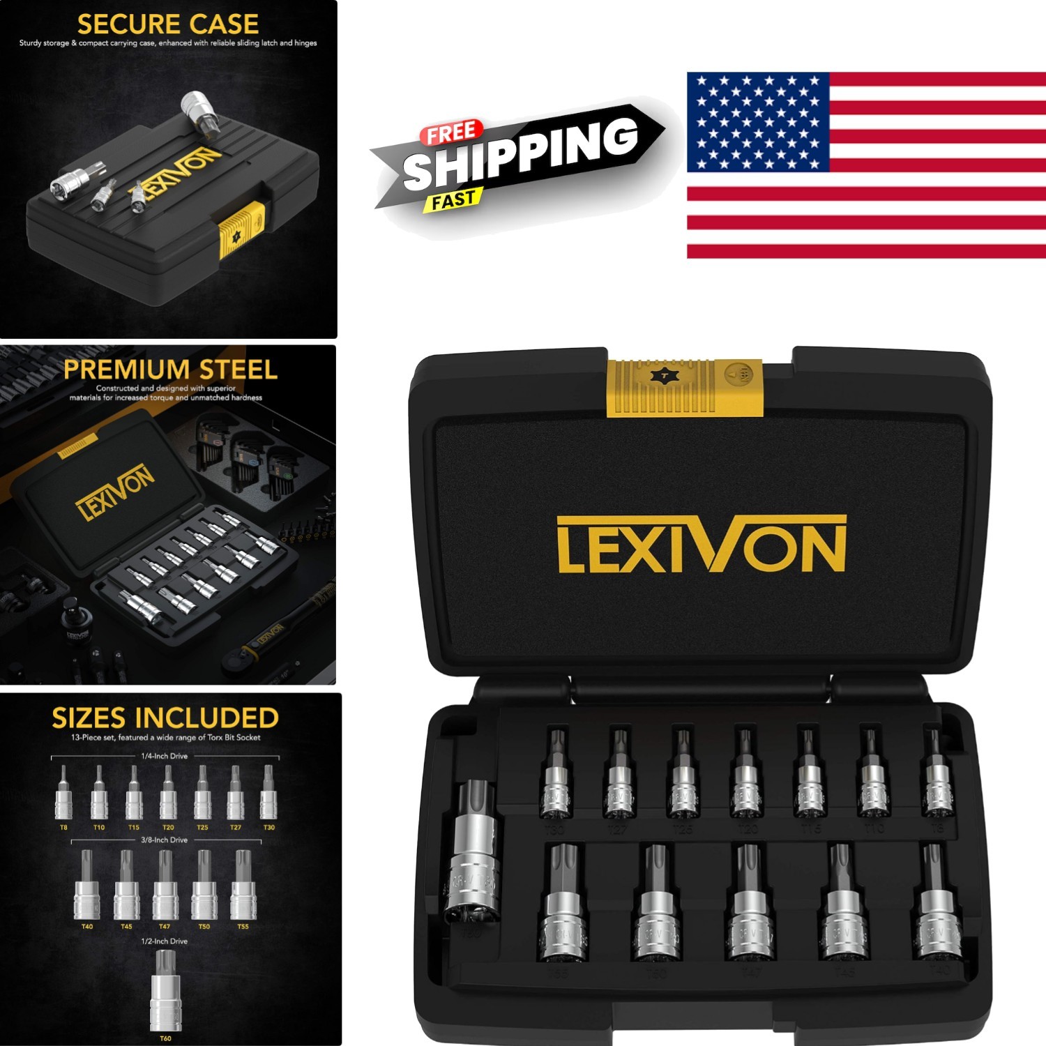 High Quality 13 Piece Torx Bit Socket Set Durable Chrome Finish for All Projects