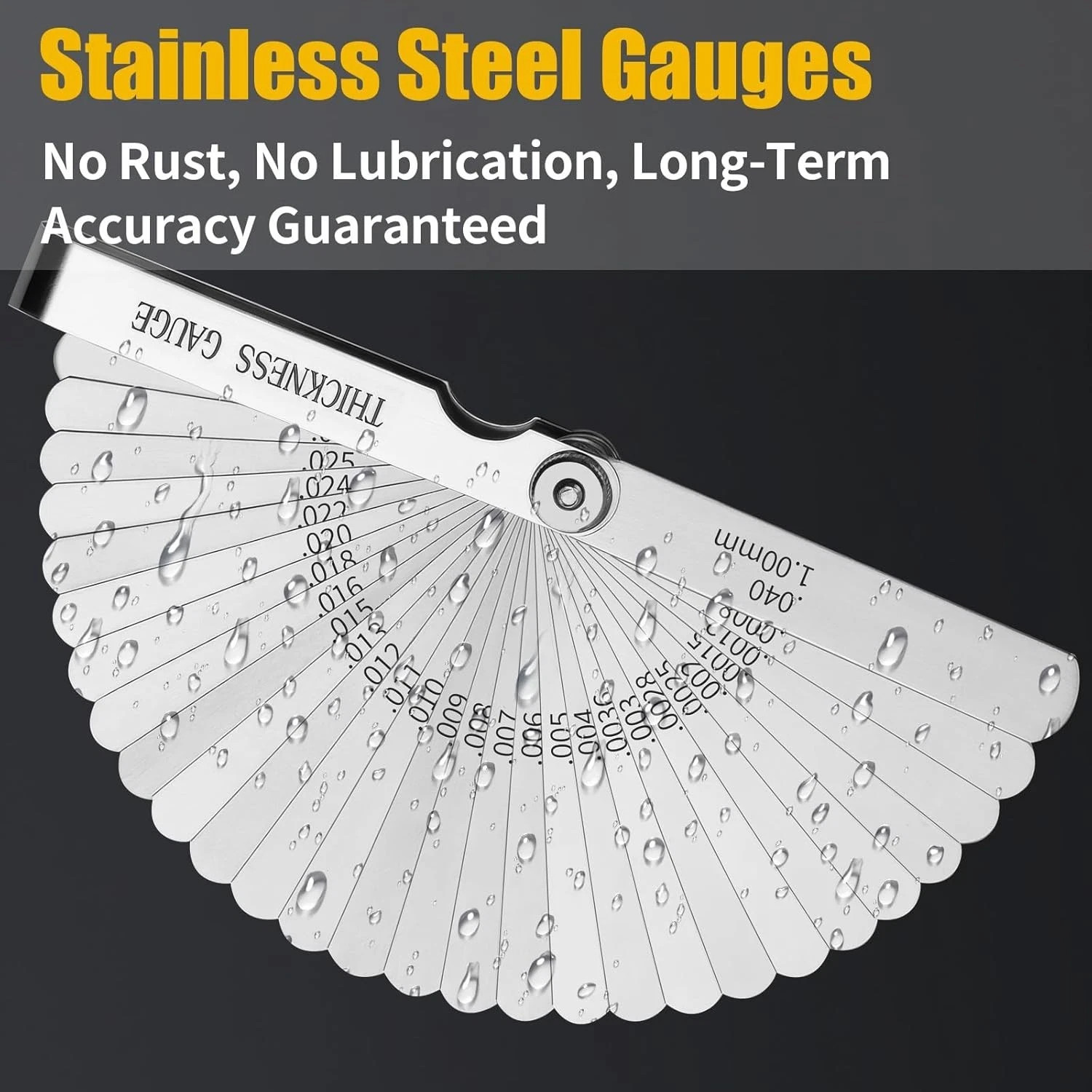 Feeler Gauge Set 3pcs Stainless Steel 32 Straight 16 Offset Blades SAE Metric