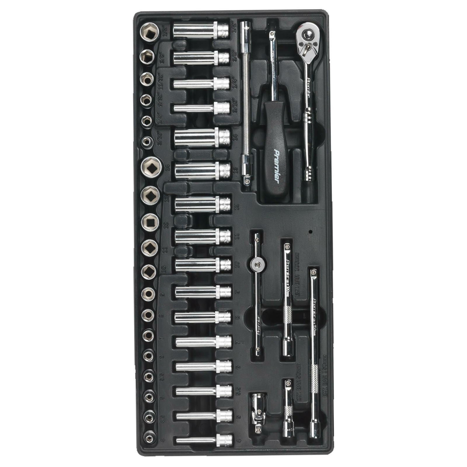 Tool Tray with Socket Set 43pc 1/4″Sq Drive With Lifetime Guarantee