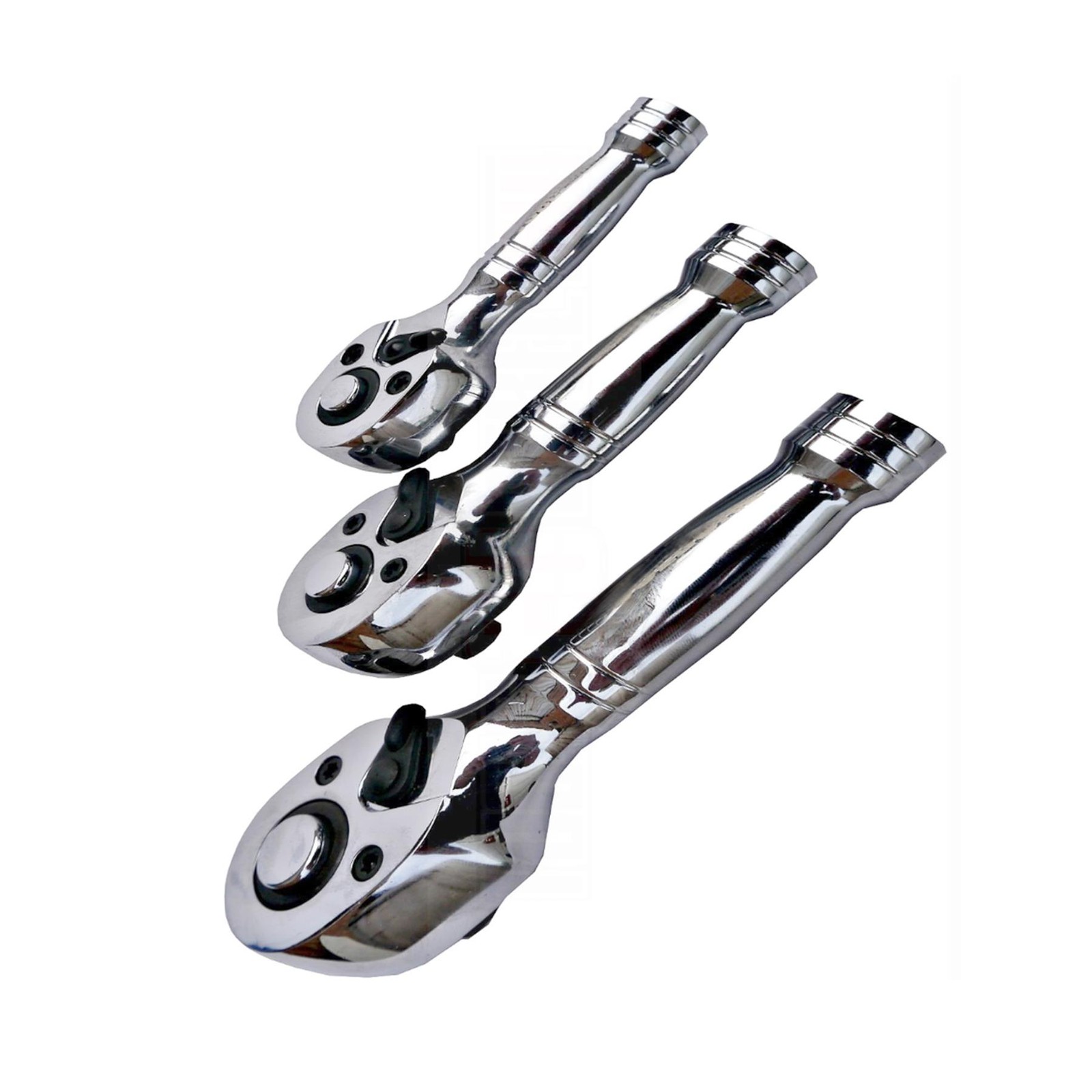 STUBBY RATCHET HANDLE SET 1/4″ 3/8″ 1/2″ DRIVE SHORT SOCKET WRENCHES 3PC