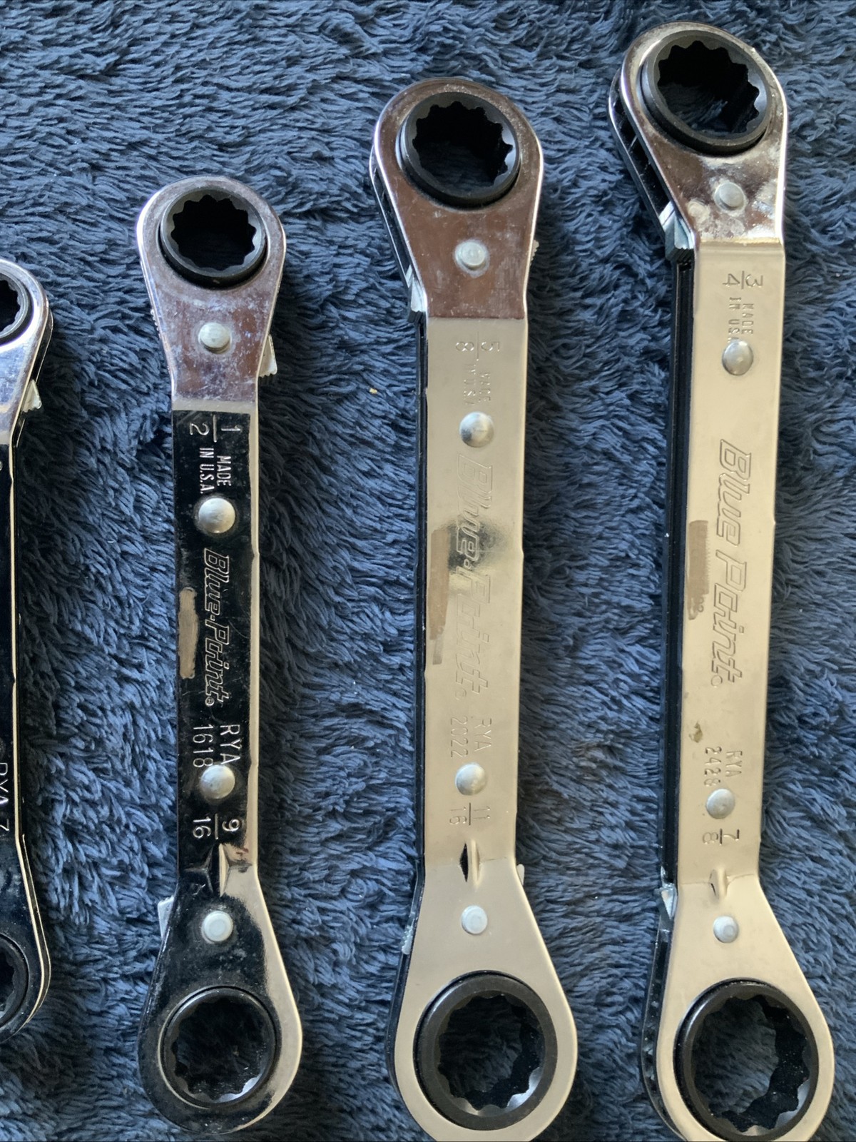 Blue Point Ratcheting Wrench Set, Sae…5pc….buffed Marks…..vv
