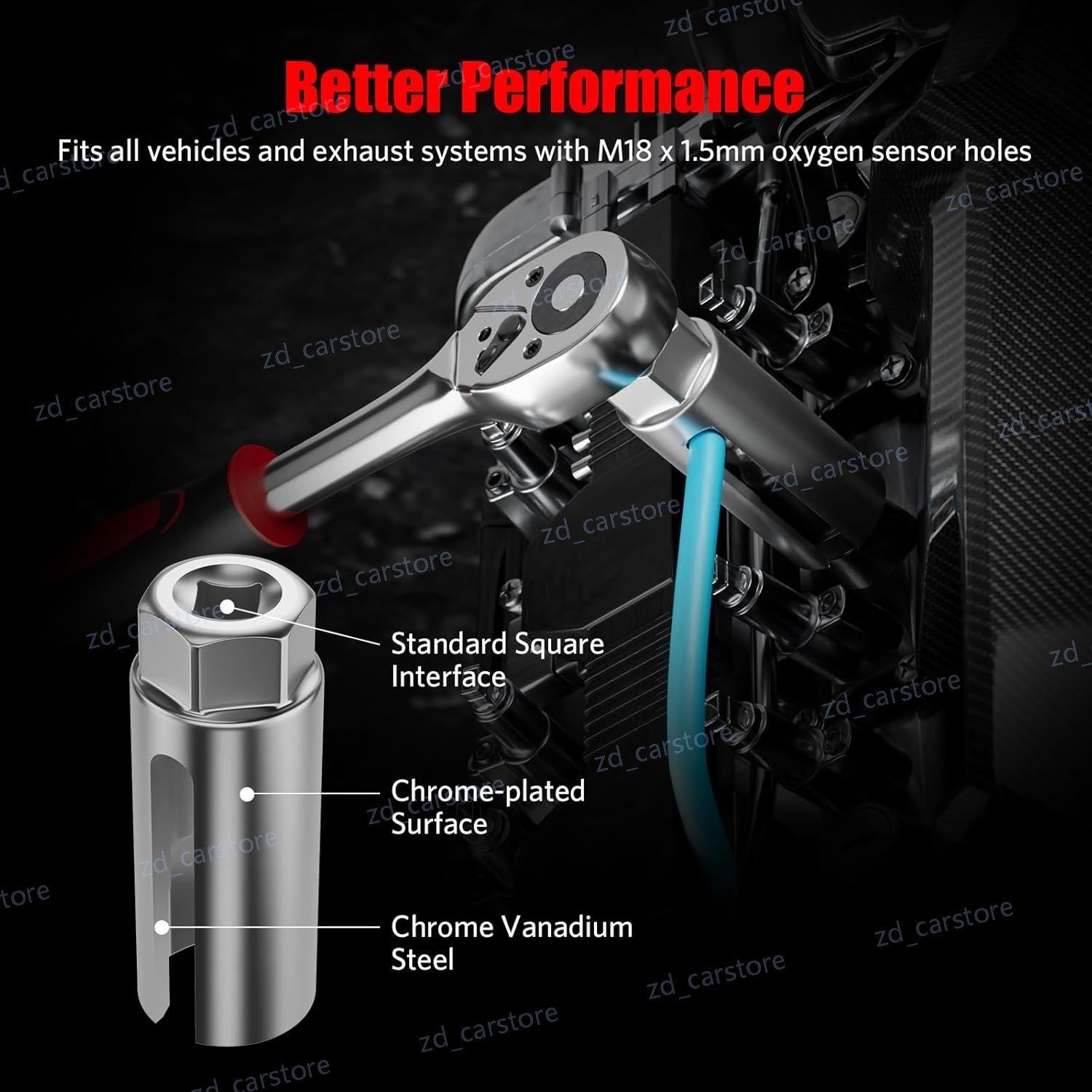 5Pcs Oxygen Sensor Socket Vacuum Wrench O2 M12 M18 Tool Renew Thread Chaser set