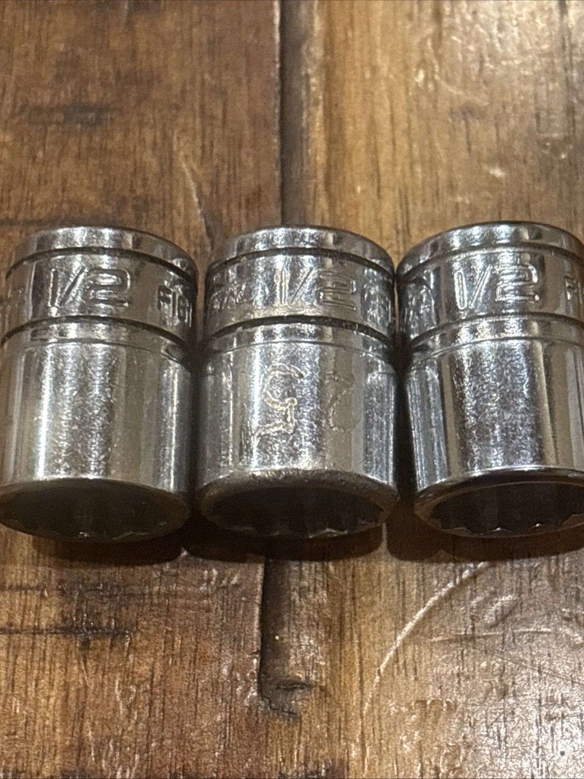 Snap-On Tools 1/2” Shallow Sockets 5pc 3/8” Drive 12 point F161 USA SAE