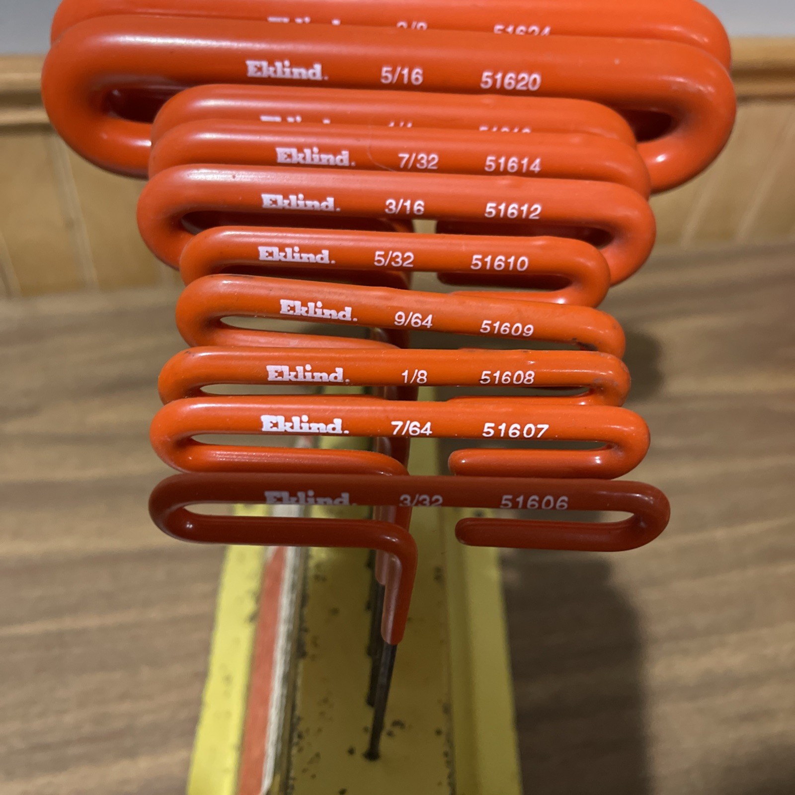 Vintage Eklind Tool 53610 10 Piece ~6″ SAE Cushion Grip T-Handle Hex Key Set